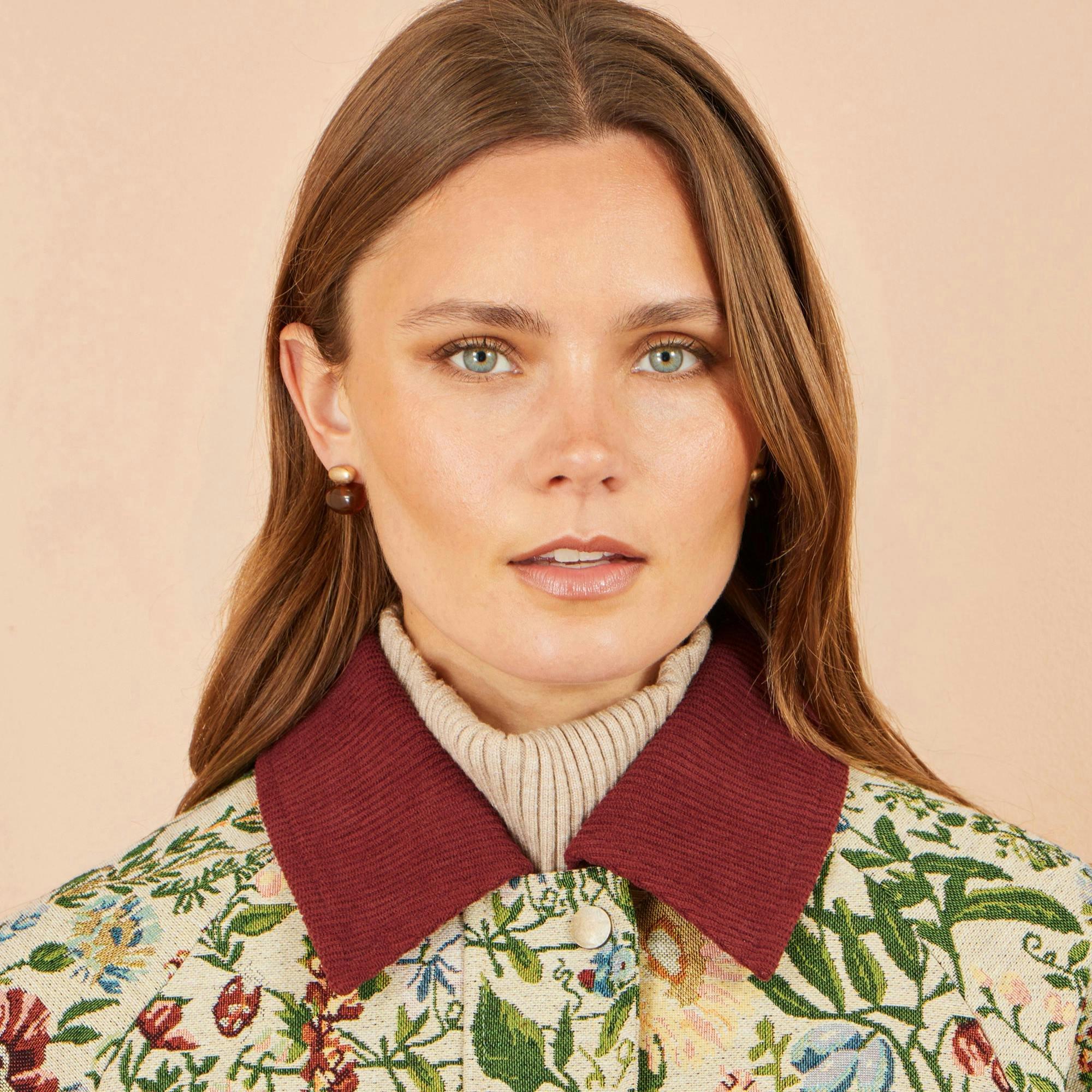 Yumi Ivory Botanical Woven Bomber Jacket , view 6 of 6