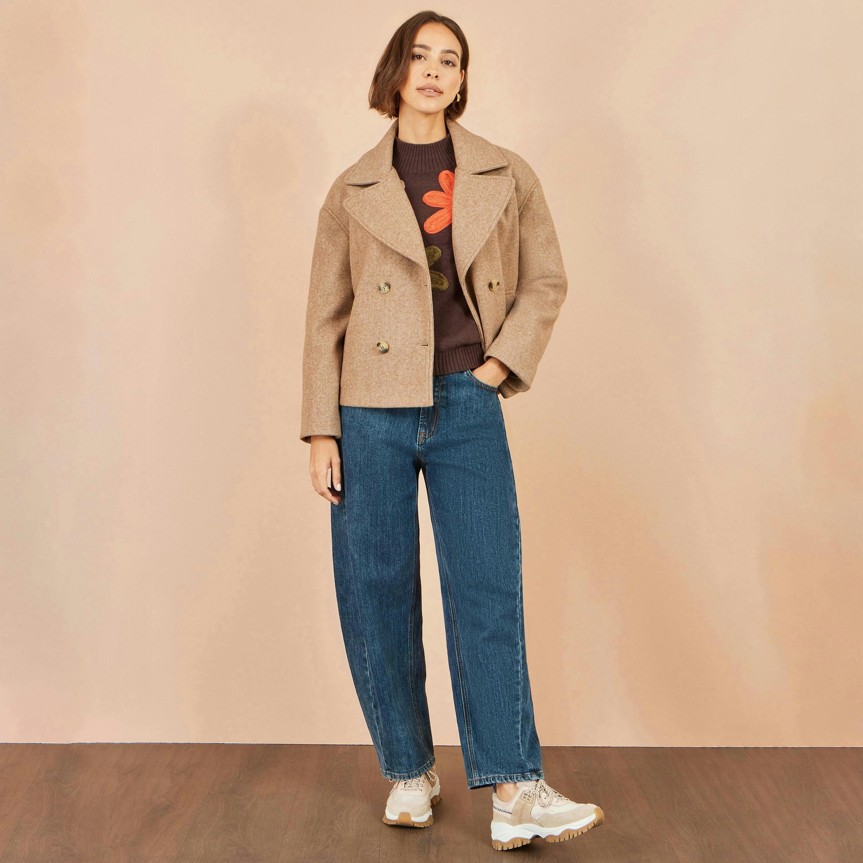 Yumi Beige Boxy Cropped Jacket , view 4 of 6