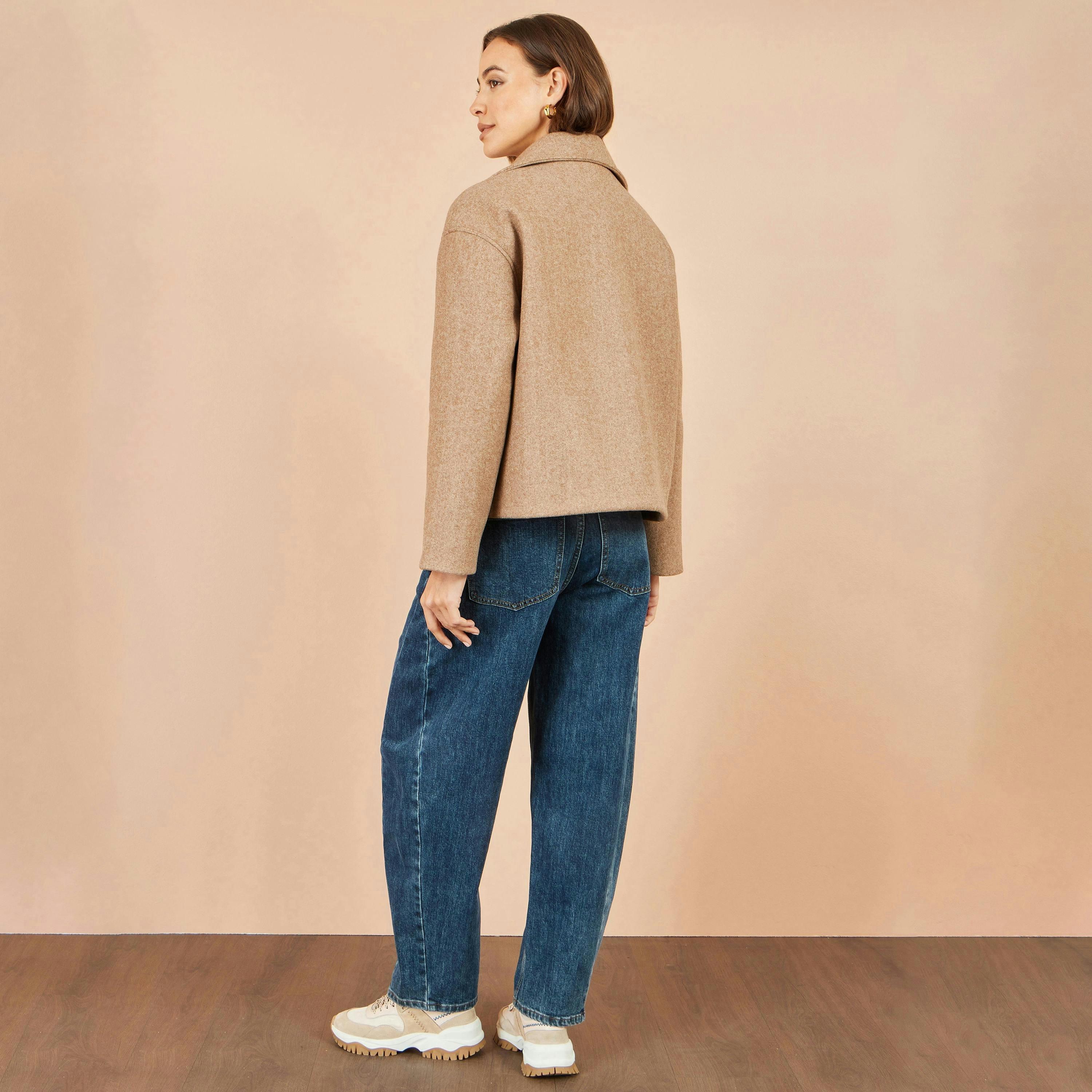 Yumi Beige Boxy Cropped Jacket , view 5 of 6