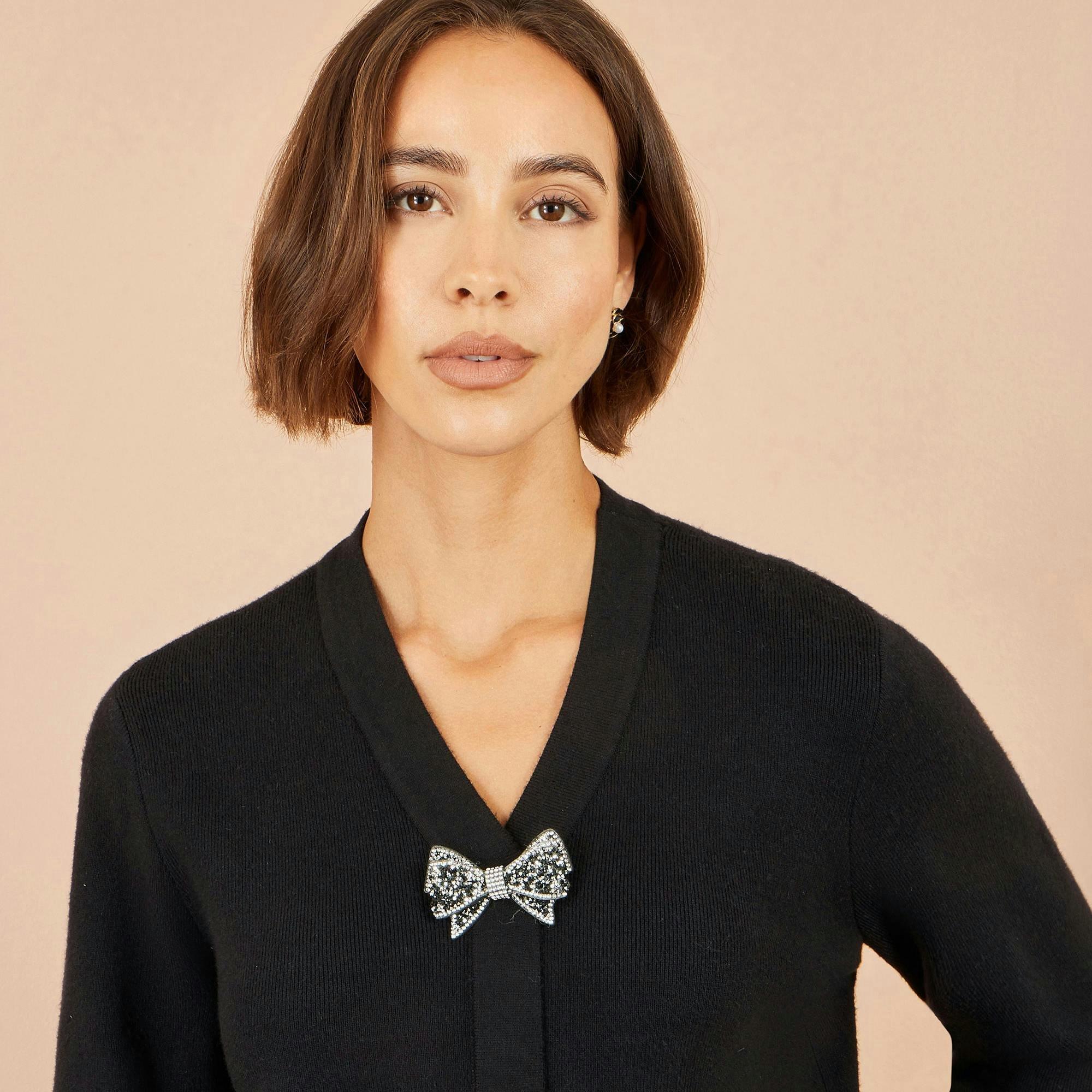 Yumi Black Sparkle Bow Cardigan , view 5 of 5