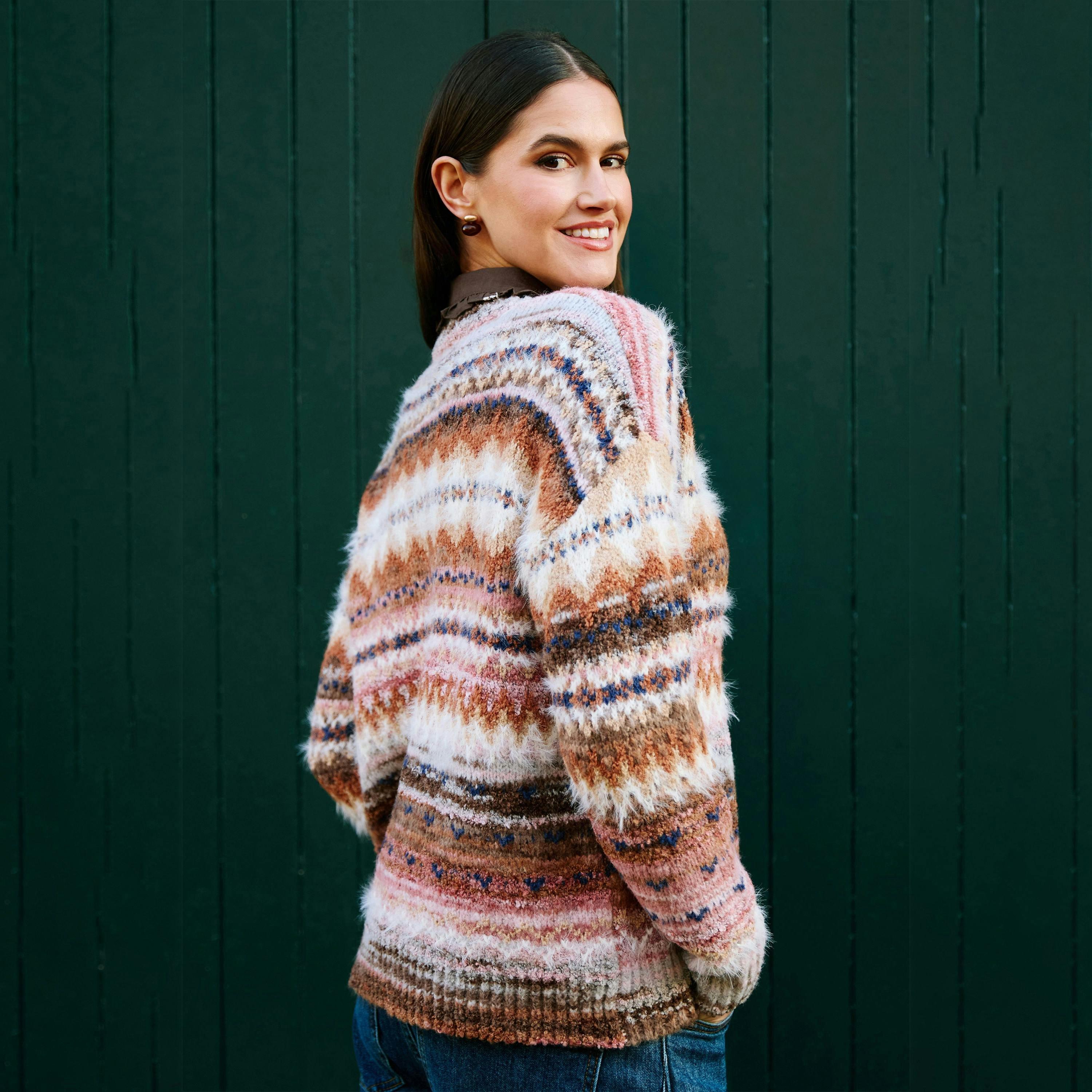Yumi Multicolour Fairisle Relaxed Boucle Jumper , view 2 of 5