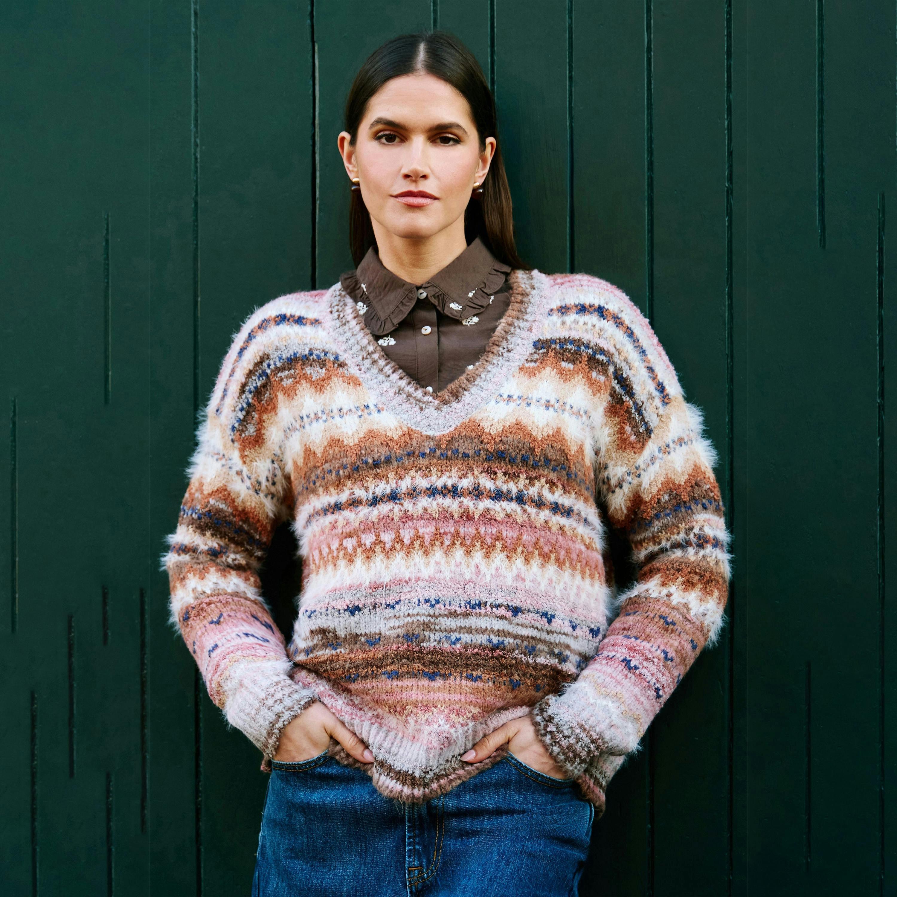 Yumi Multicolour Fairisle Relaxed Boucle Jumper , view 4 of 5
