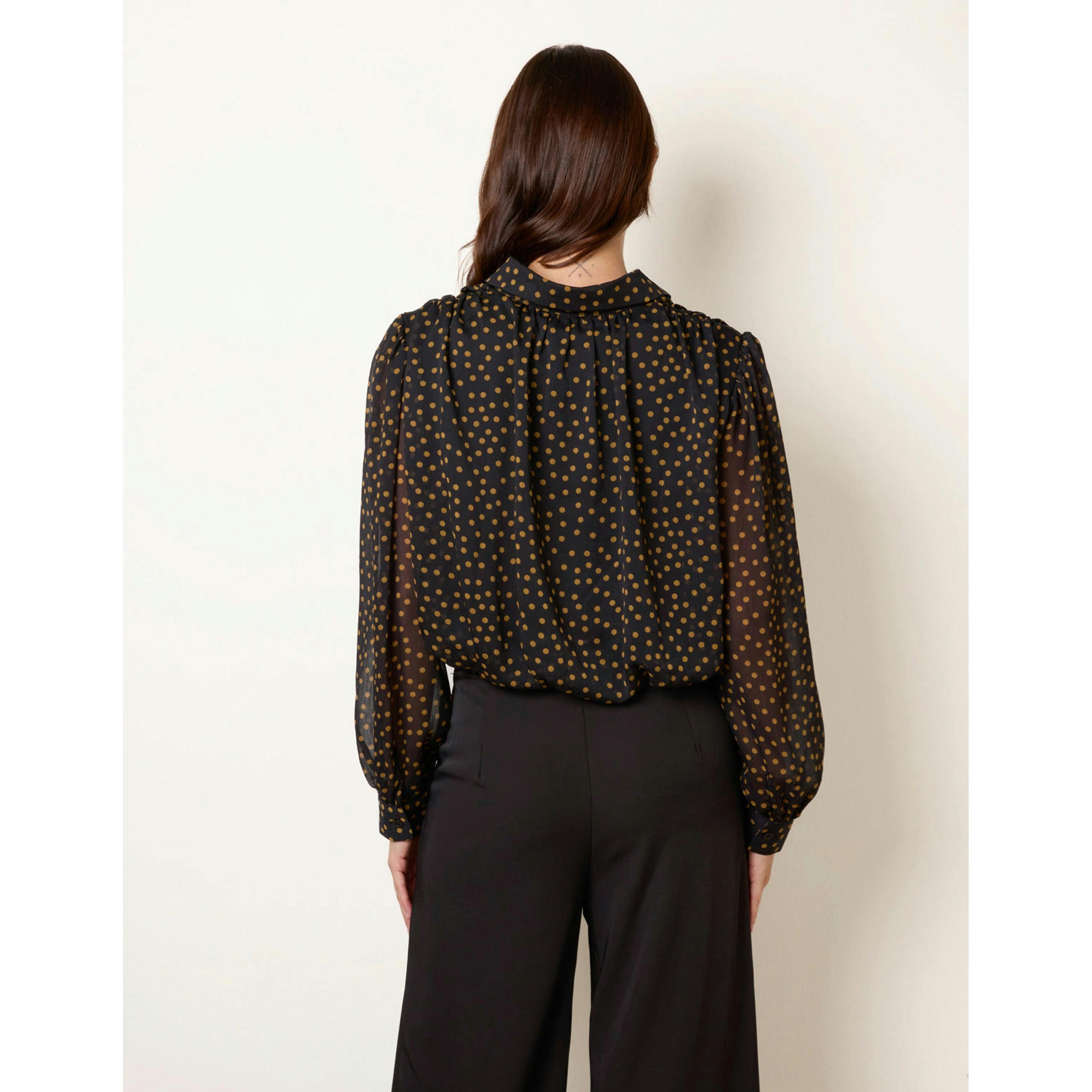 Blue Vanilla Blouson Bubble Hem Shirt  in Black , view 2 of 4
