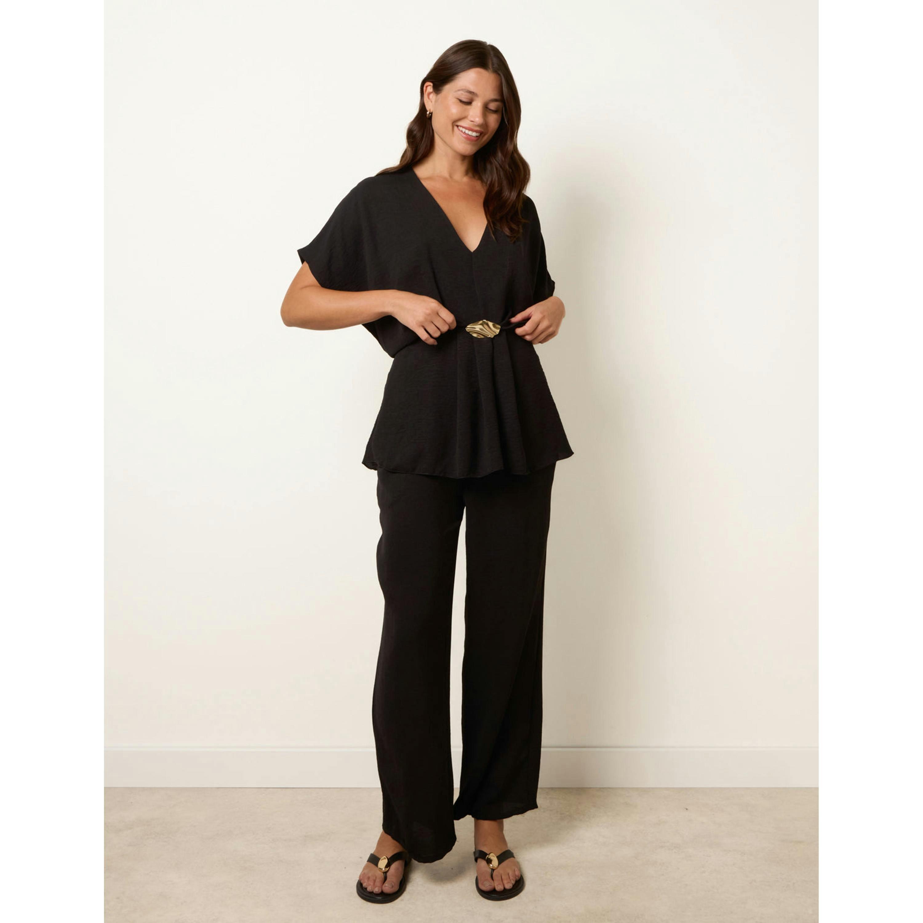 Blue Vanilla Two Piece Buckle Trouser Set  in Black , view 4 of 4