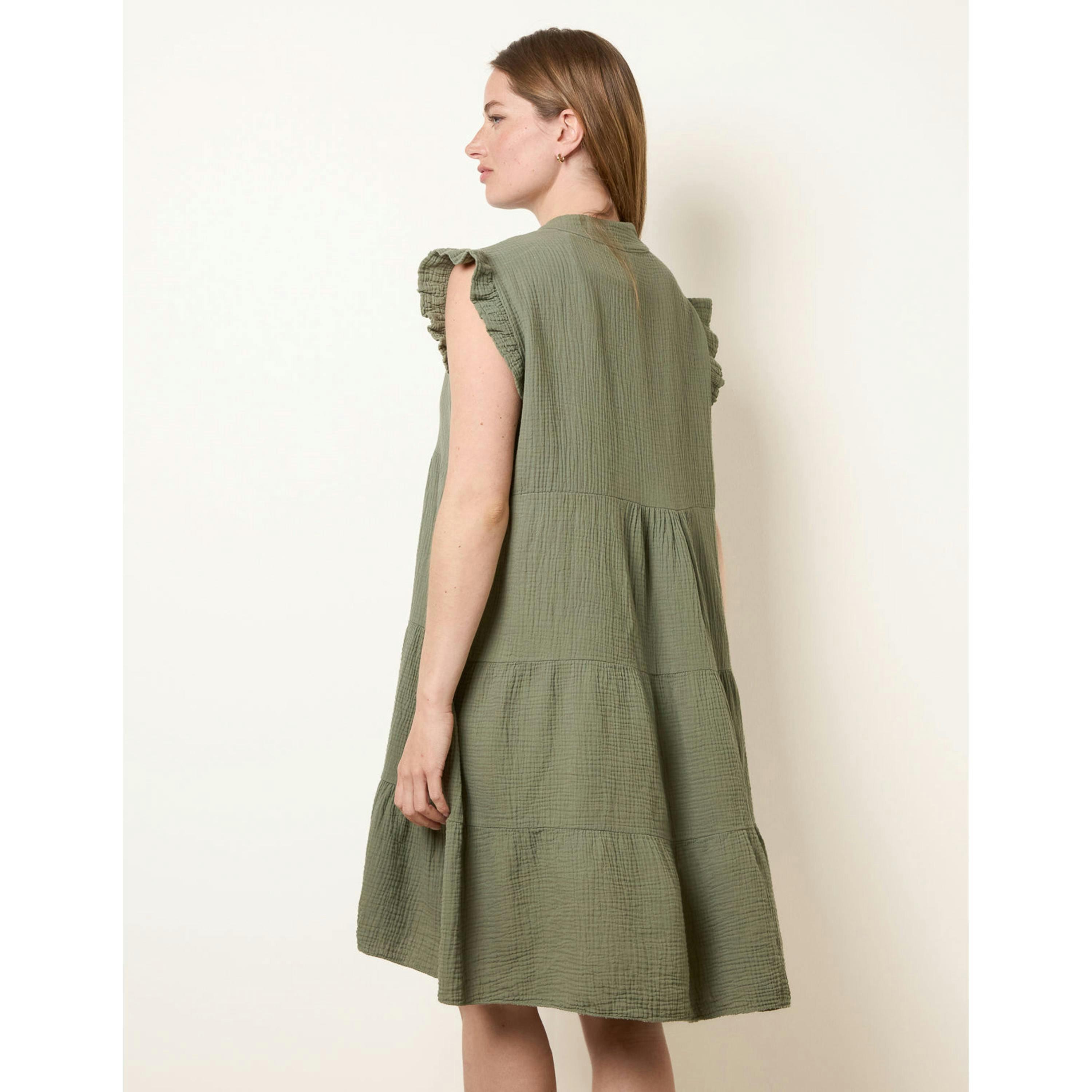Blue Vanilla Cheesecloth Frill Sleeve Tunic  in Khaki , view 4 of 4