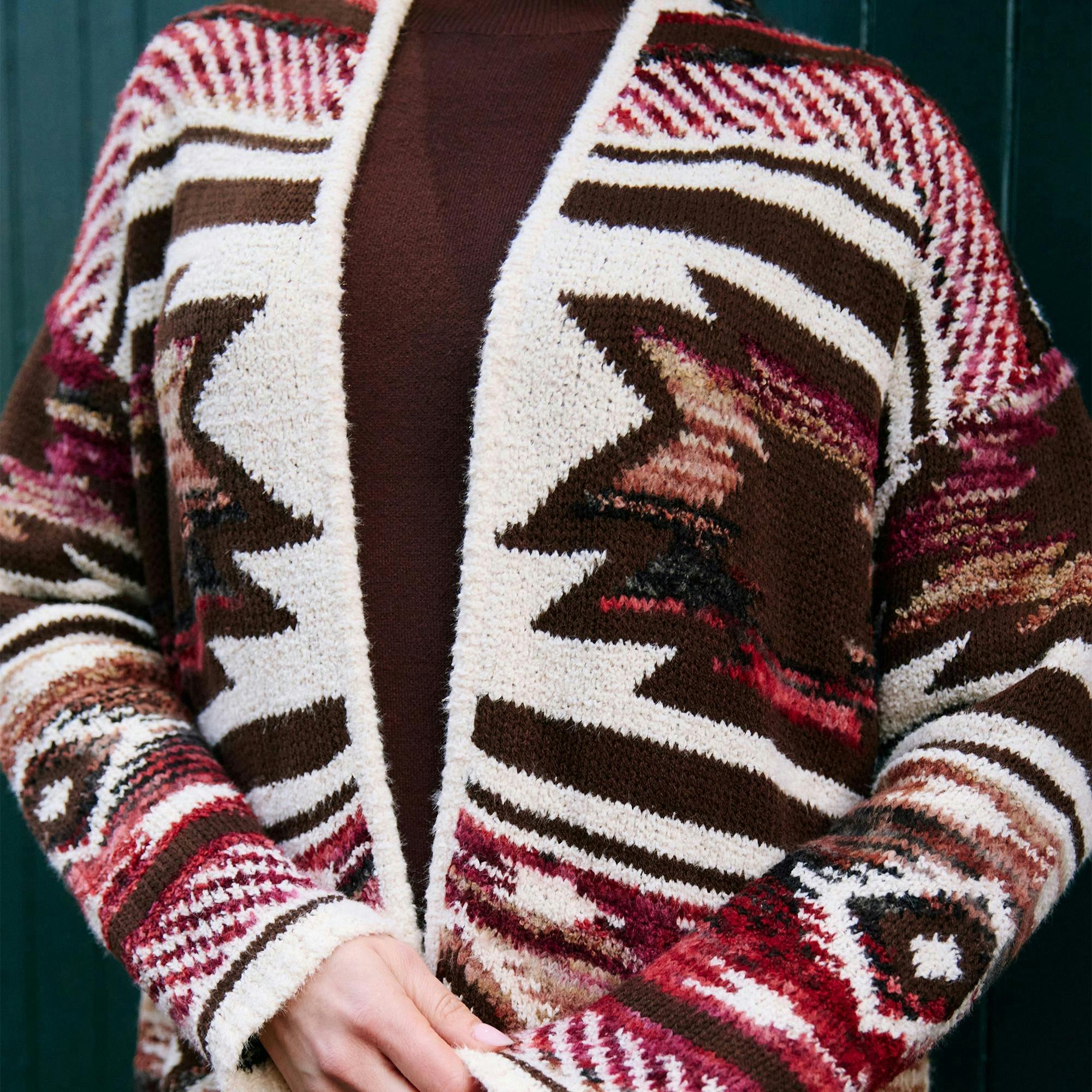 Yumi Multicolour Aztec Boucle Open Cardigan , view 5 of 6