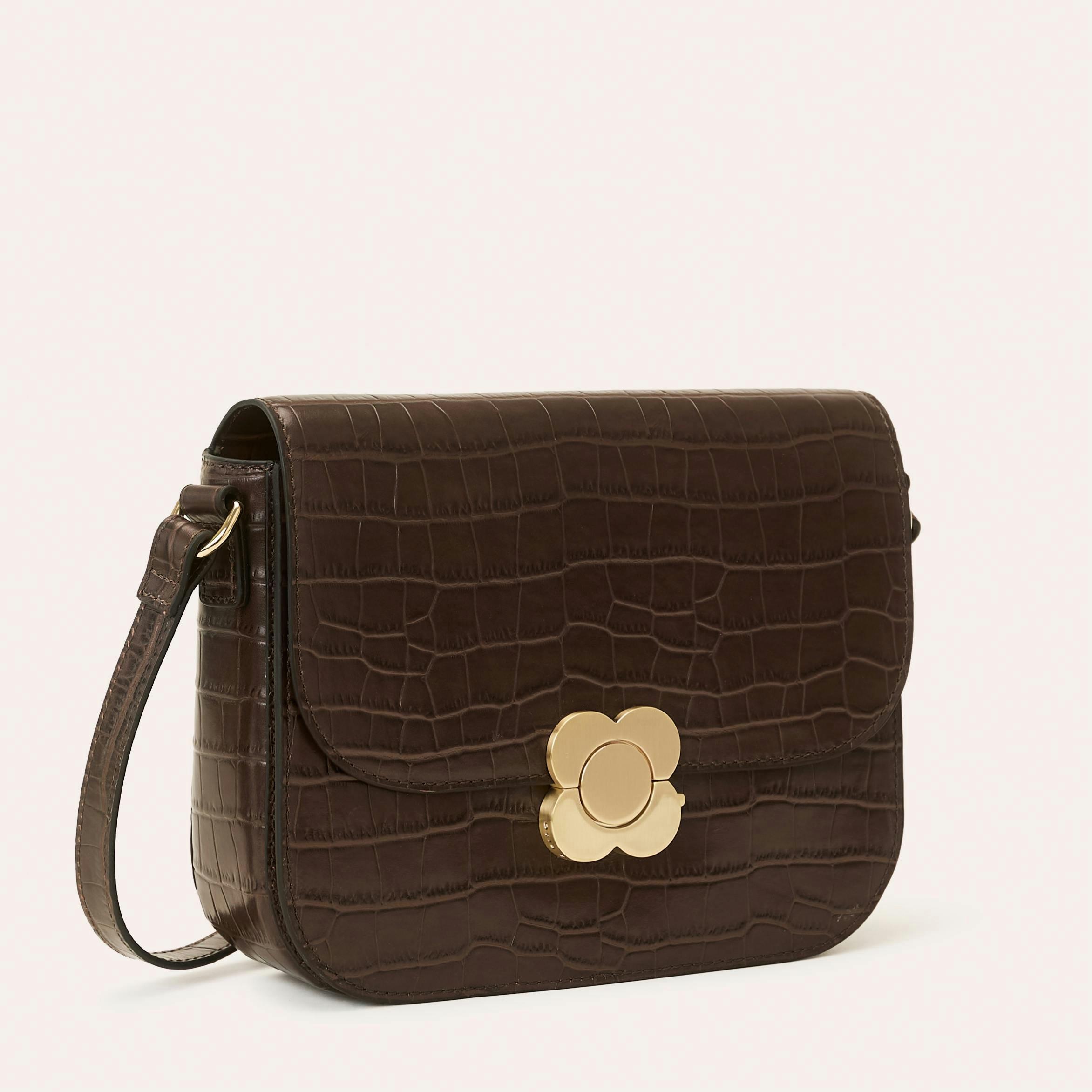 Eclipse Leather Crossbody - Chocolate Croc , view 2 of 4