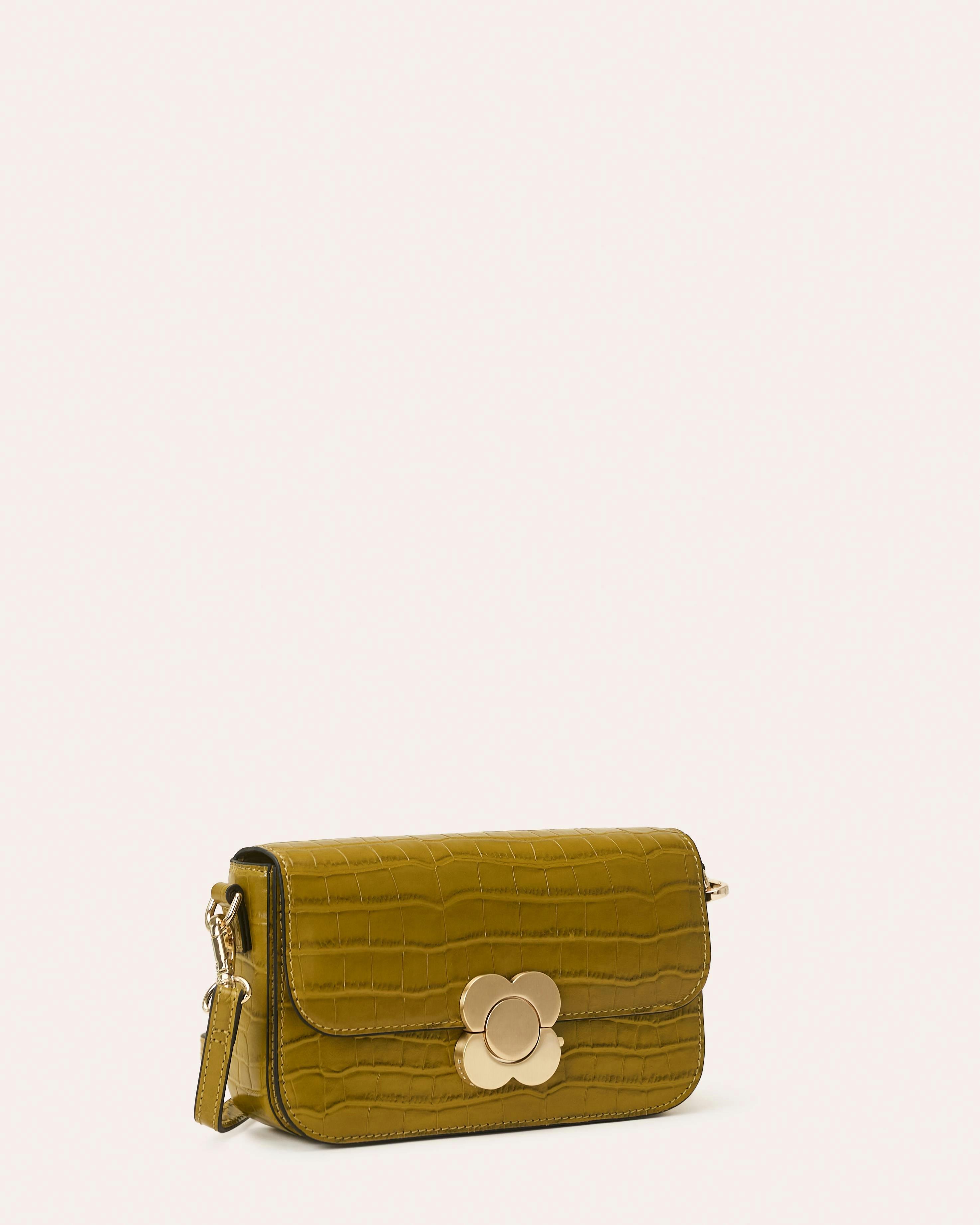 Oblong Eclipse Leather Crossbody - Green Tea Croc , view 2 of 4