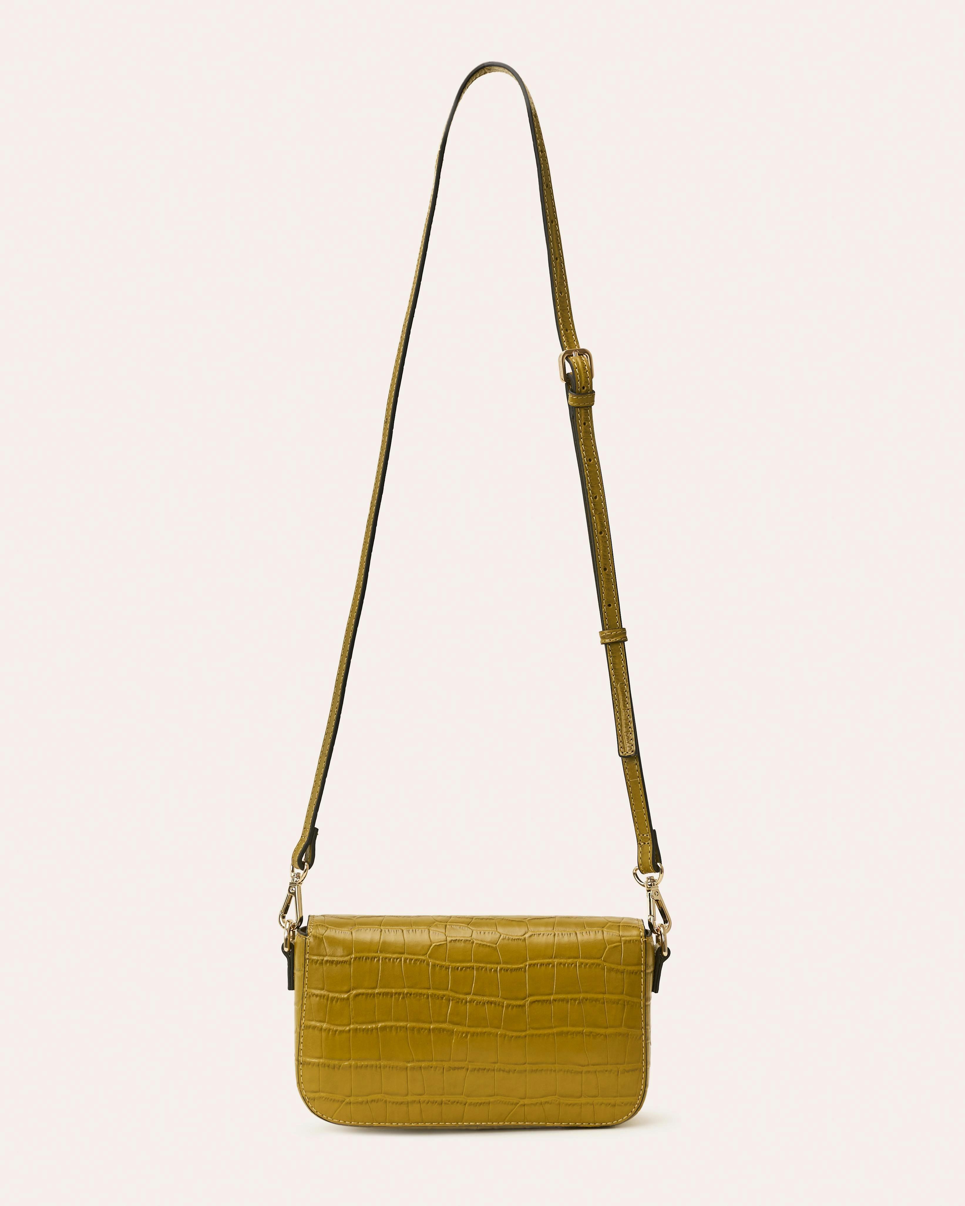 Oblong Eclipse Leather Crossbody - Green Tea Croc , view 3 of 4