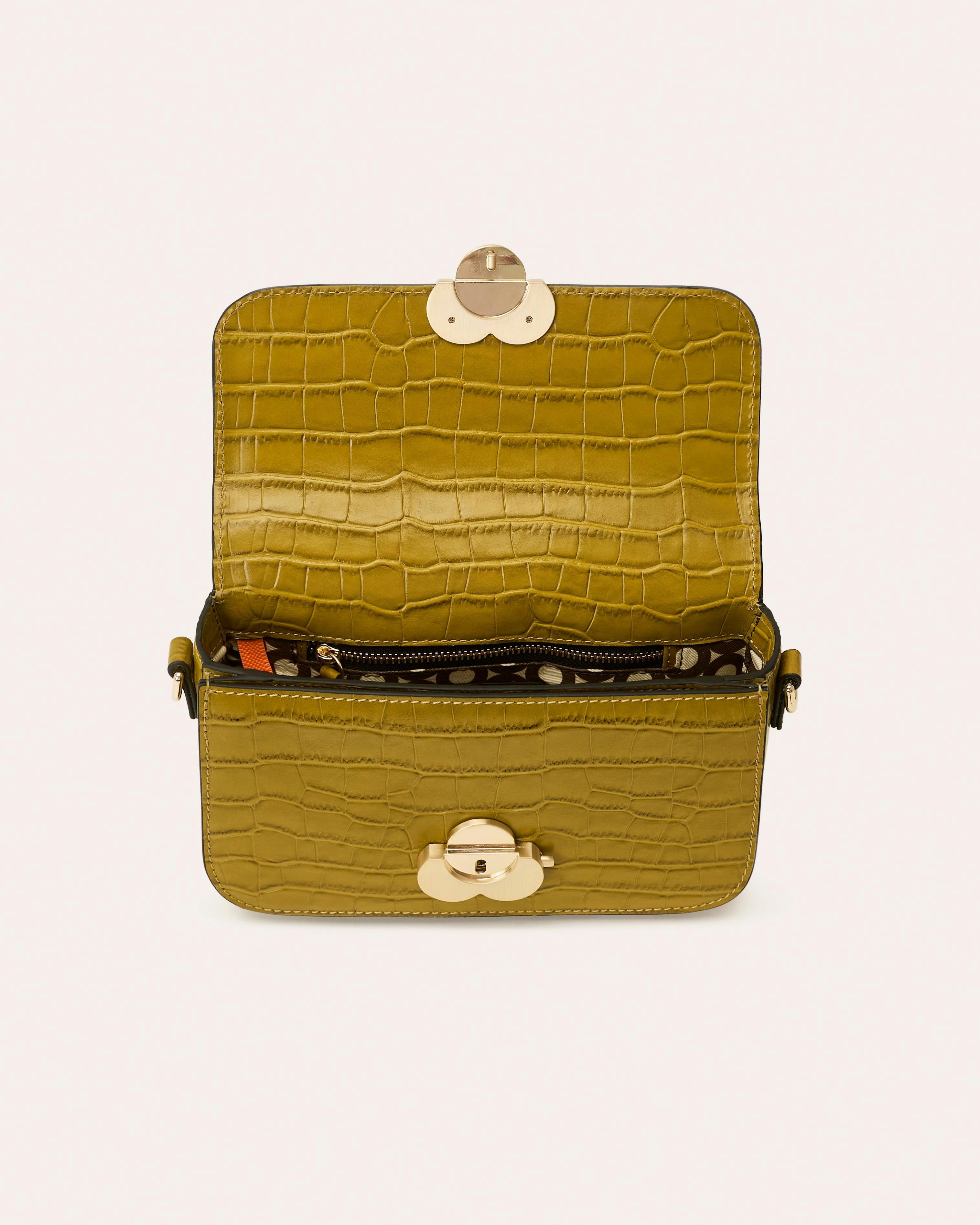 Oblong Eclipse Leather Crossbody - Green Tea Croc , view 4 of 4