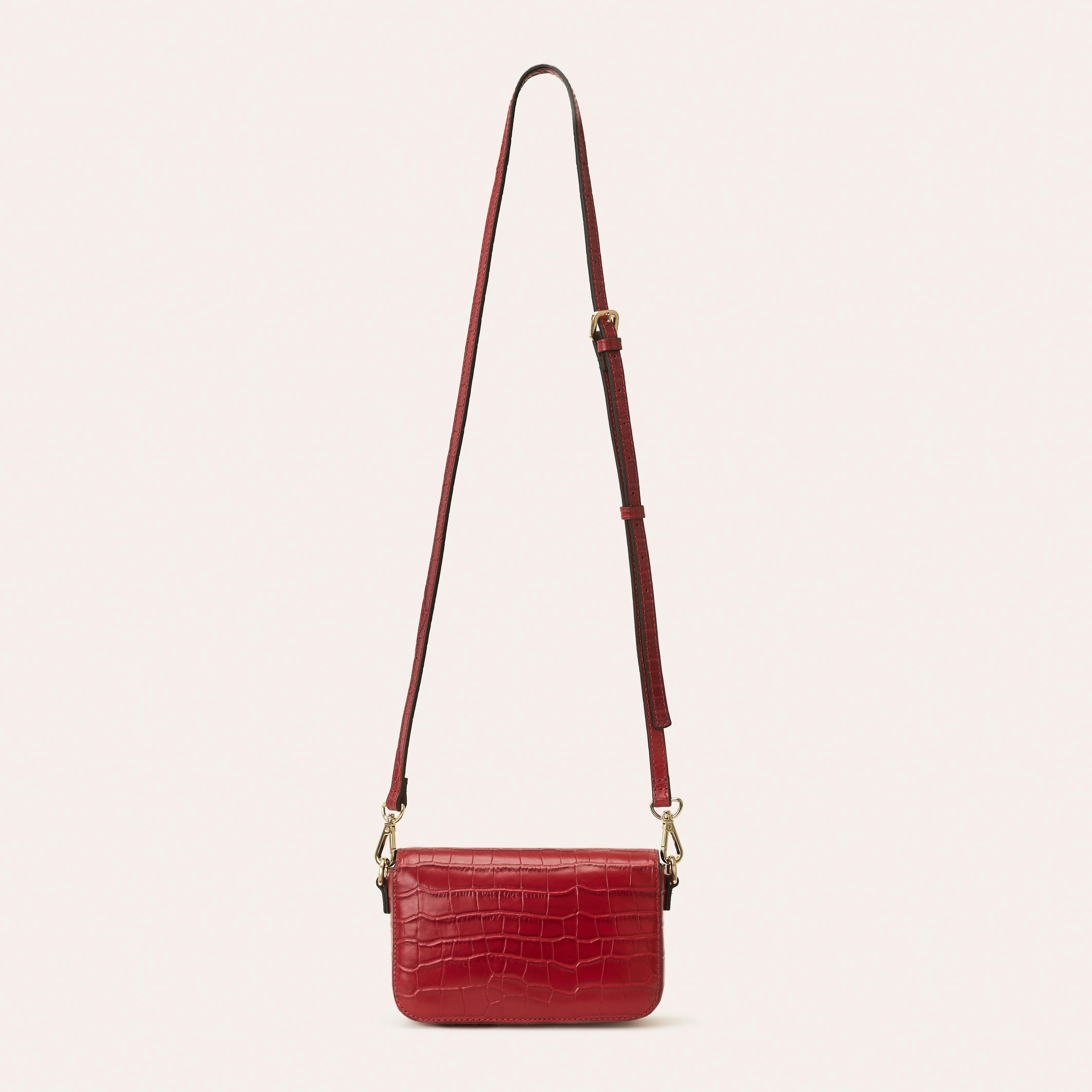 Extra Mini Eclipse Leather Crossbody - Red Croc , view 3 of 4