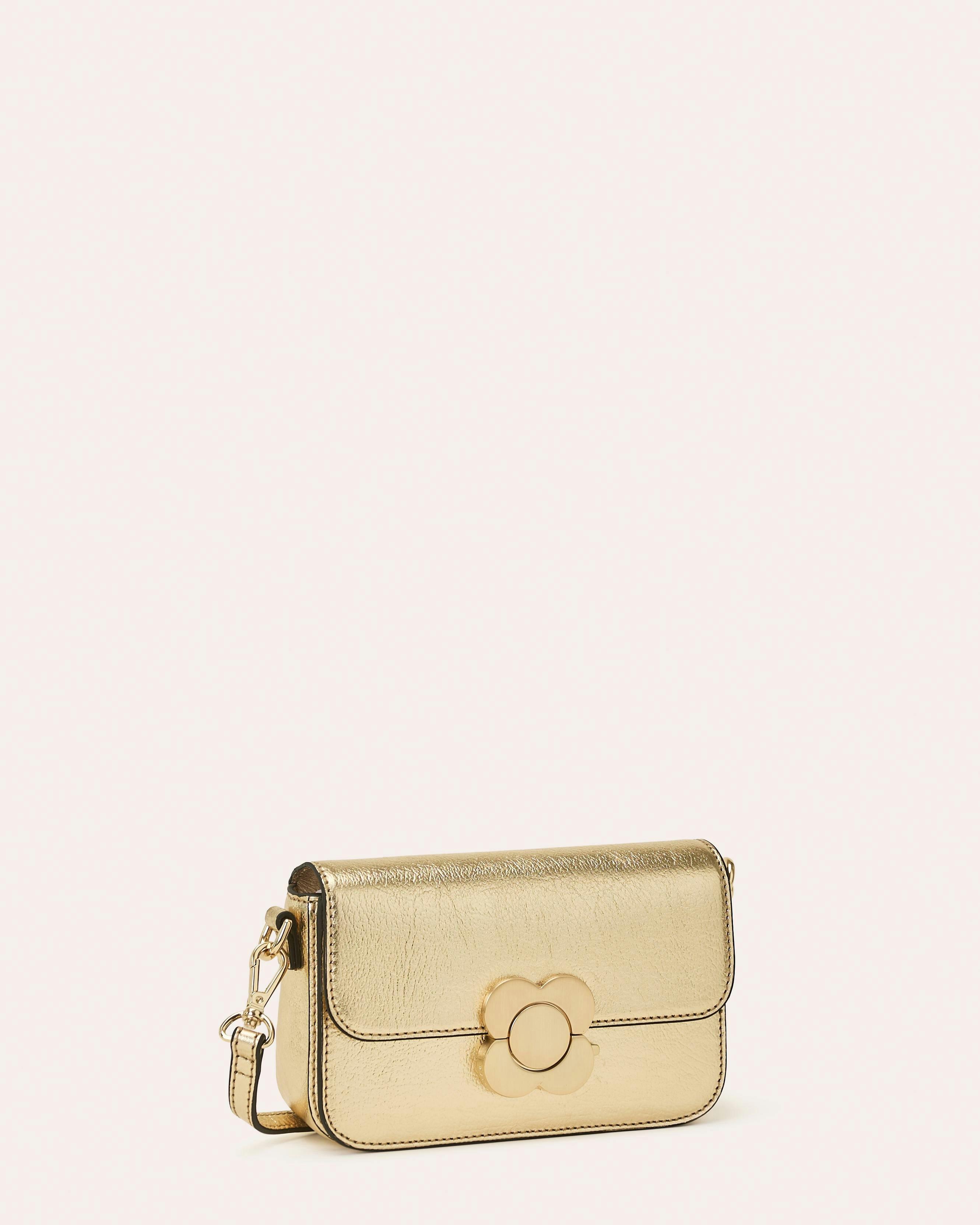Extra Mini Eclipse Leather Crossbody - Gold Metallic Leather , view 2 of 4