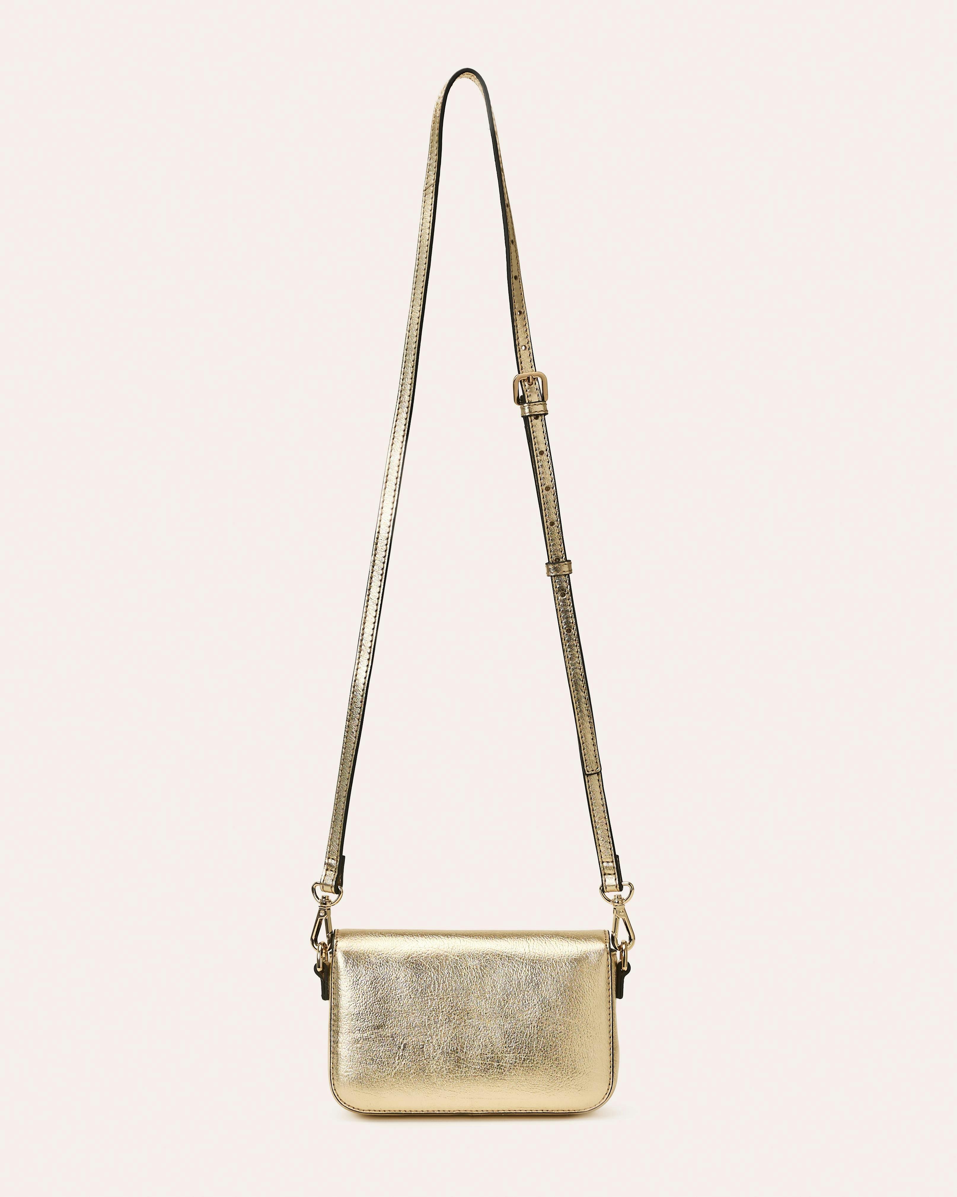 Extra Mini Eclipse Leather Crossbody - Gold Metallic Leather , view 3 of 4