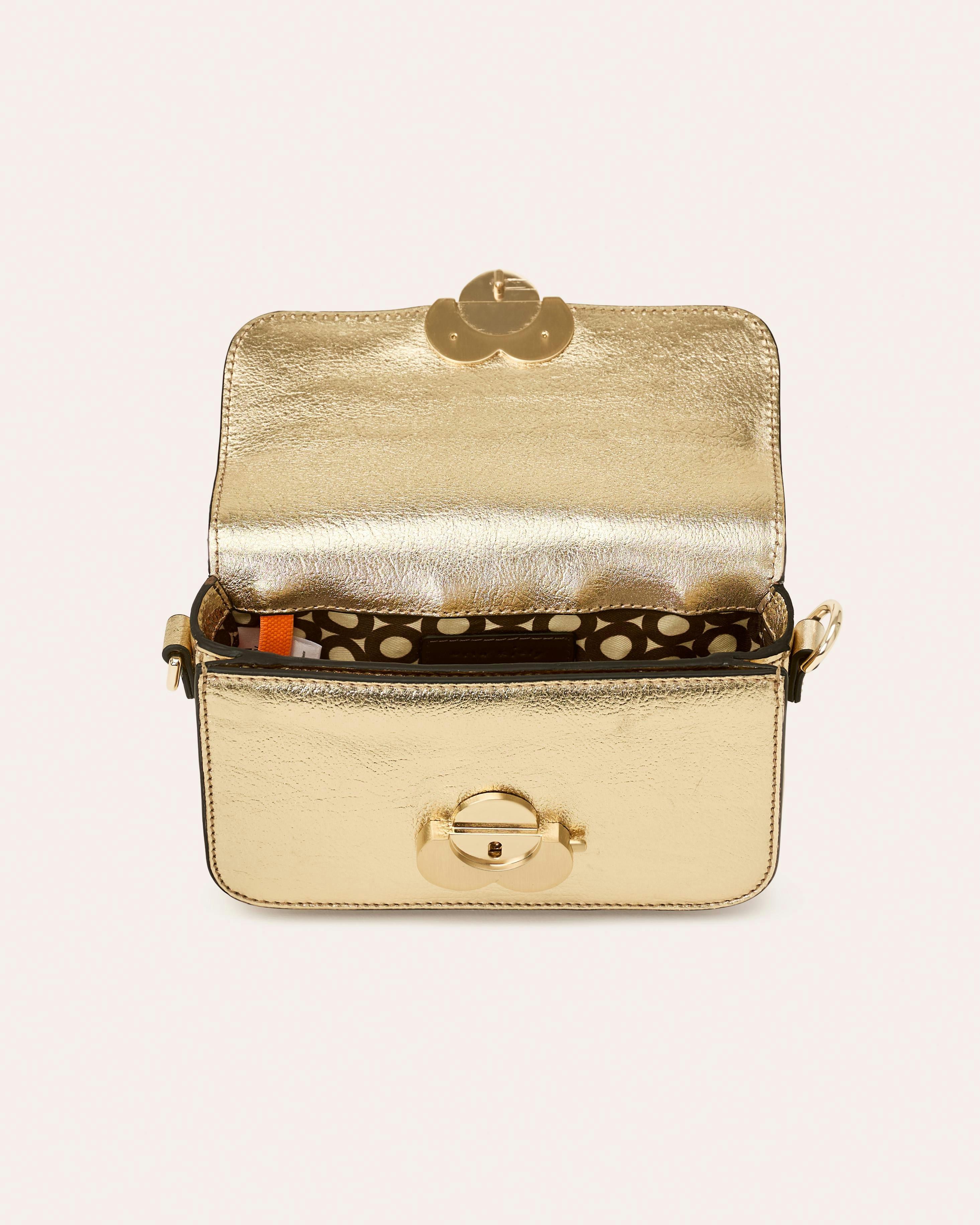 Extra Mini Eclipse Leather Crossbody - Gold Metallic Leather , view 4 of 4
