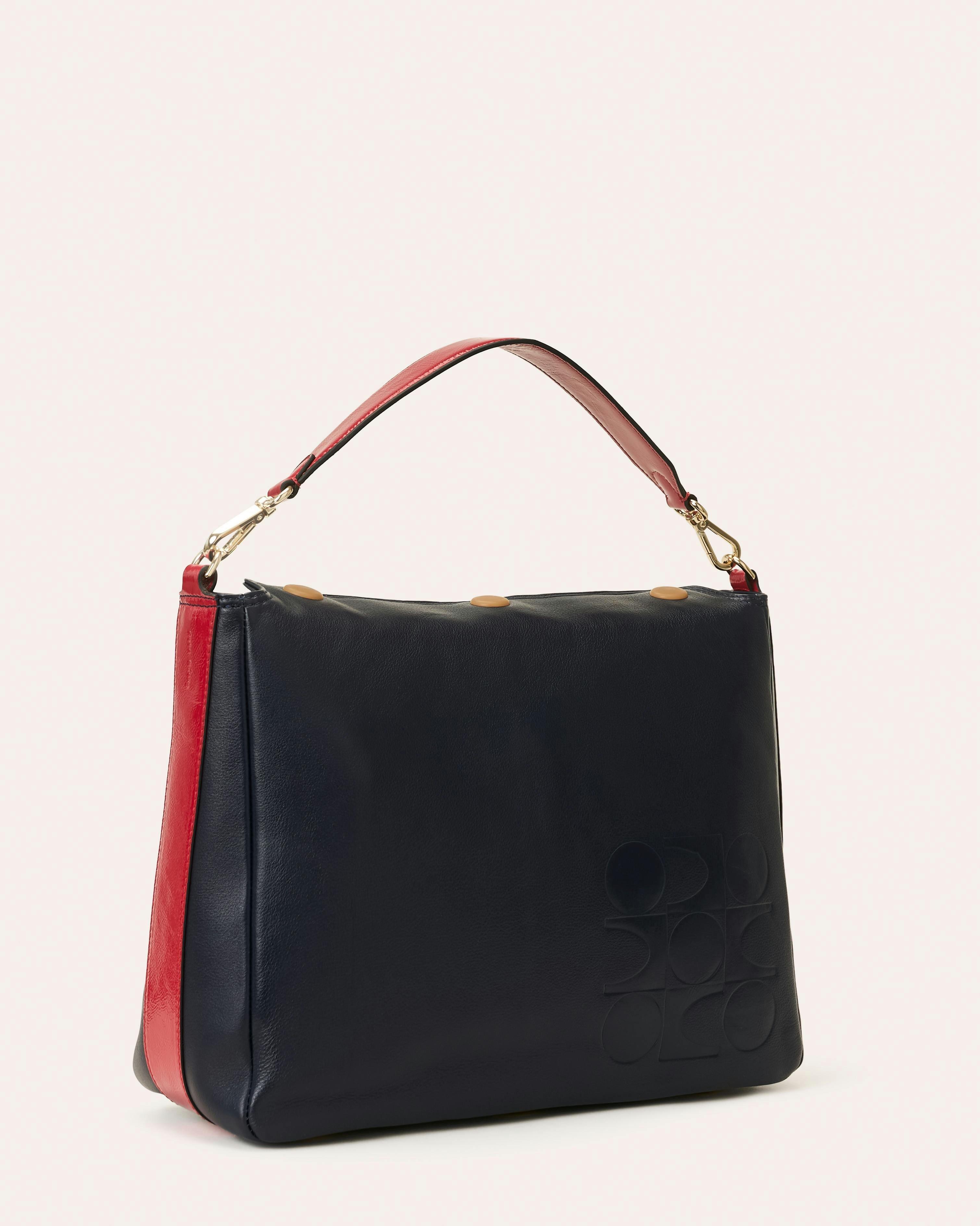 Large Softie Leather Shoulder Bag - OK Colour Block Navy , view 2 of 4