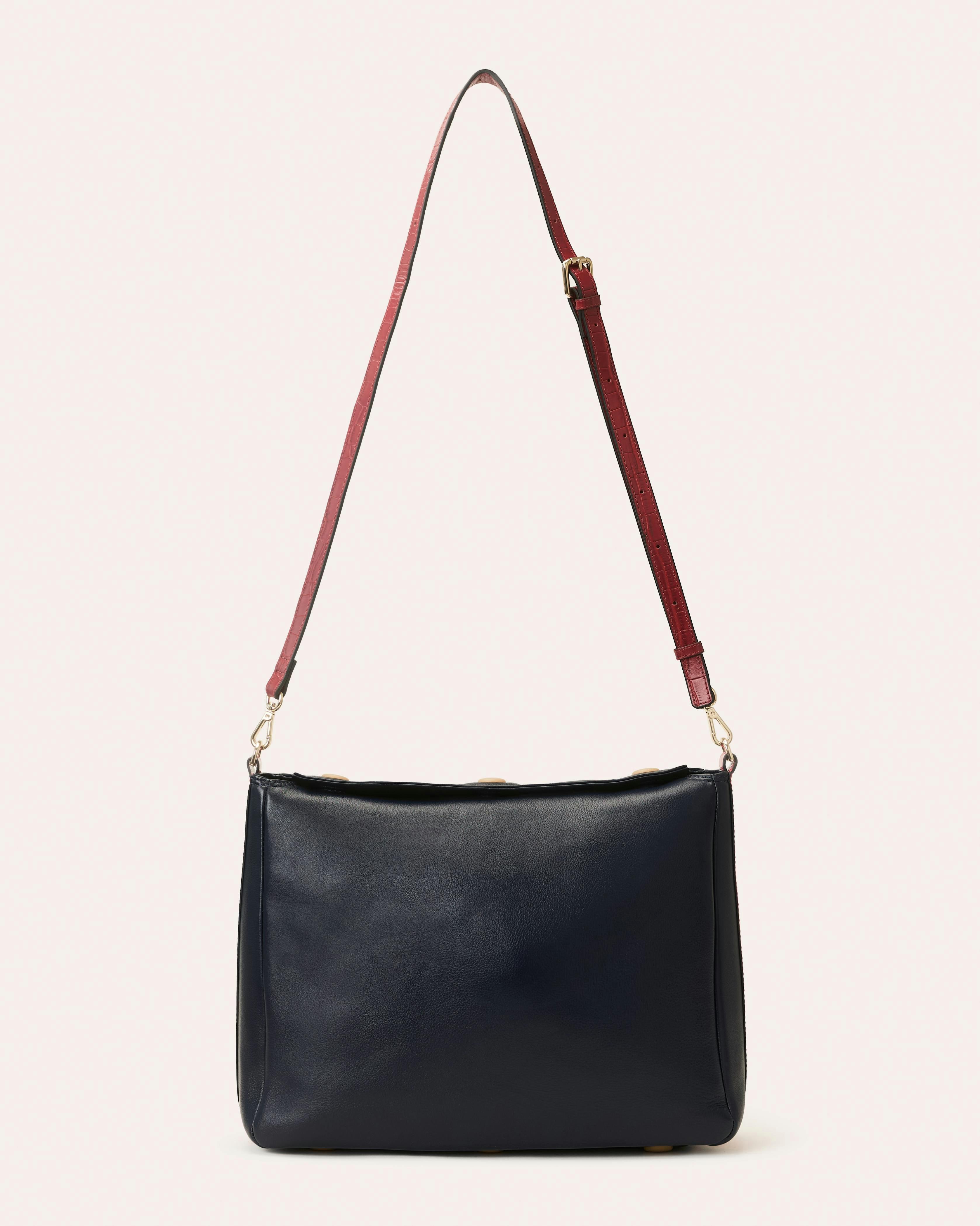 Large Softie Leather Shoulder Bag - OK Colour Block Navy , view 3 of 4