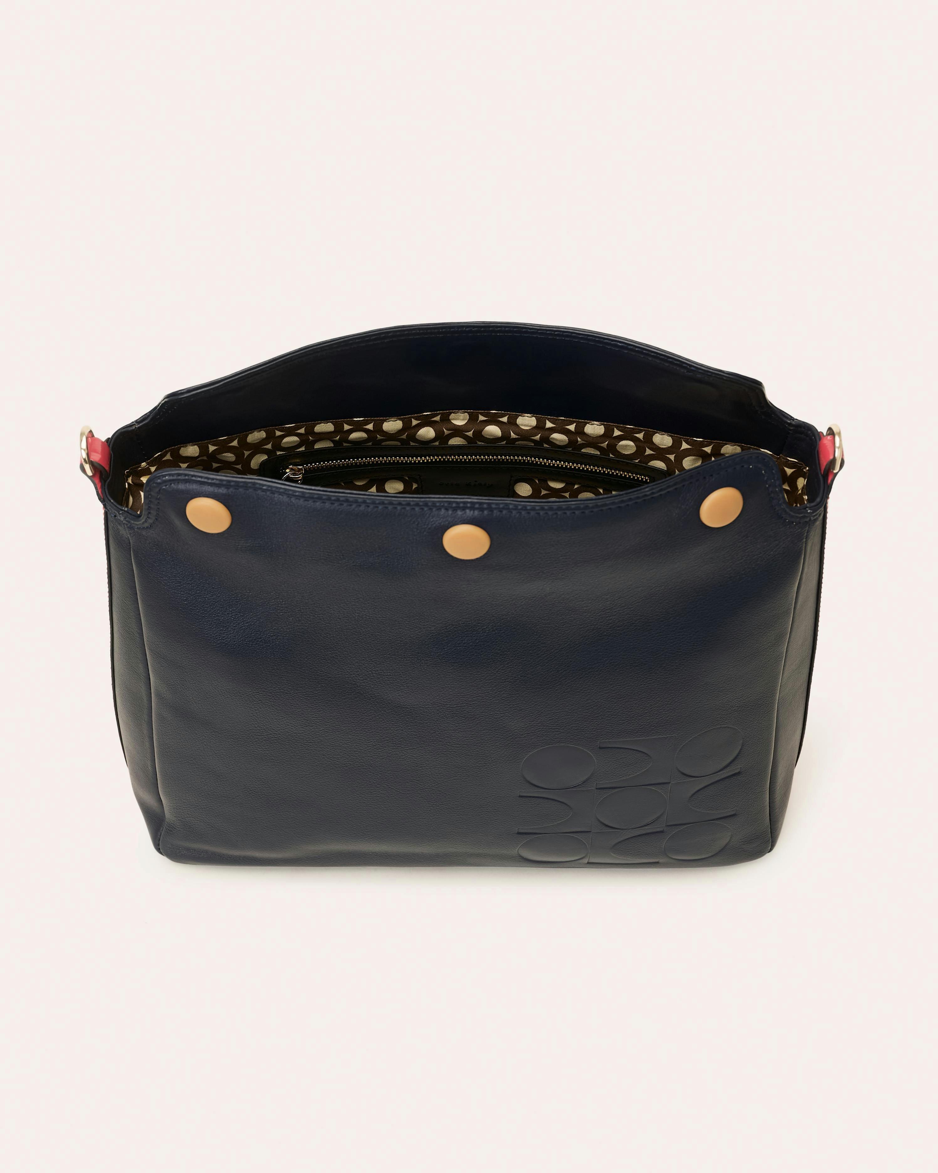 Large Softie Leather Shoulder Bag - OK Colour Block Navy , view 4 of 4