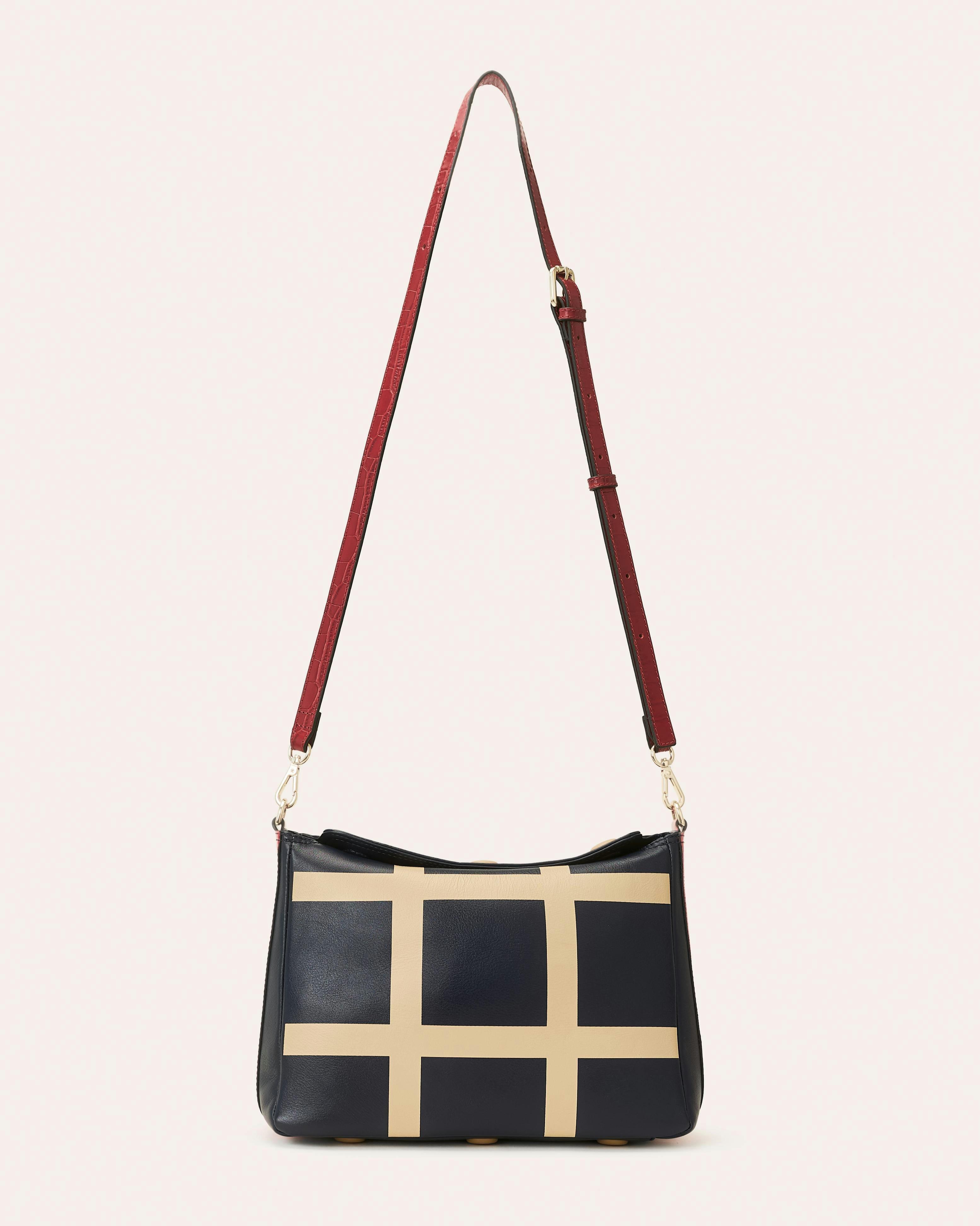 Small Softie Leather Shoulder Bag - OK Grid Navy , view 3 of 4