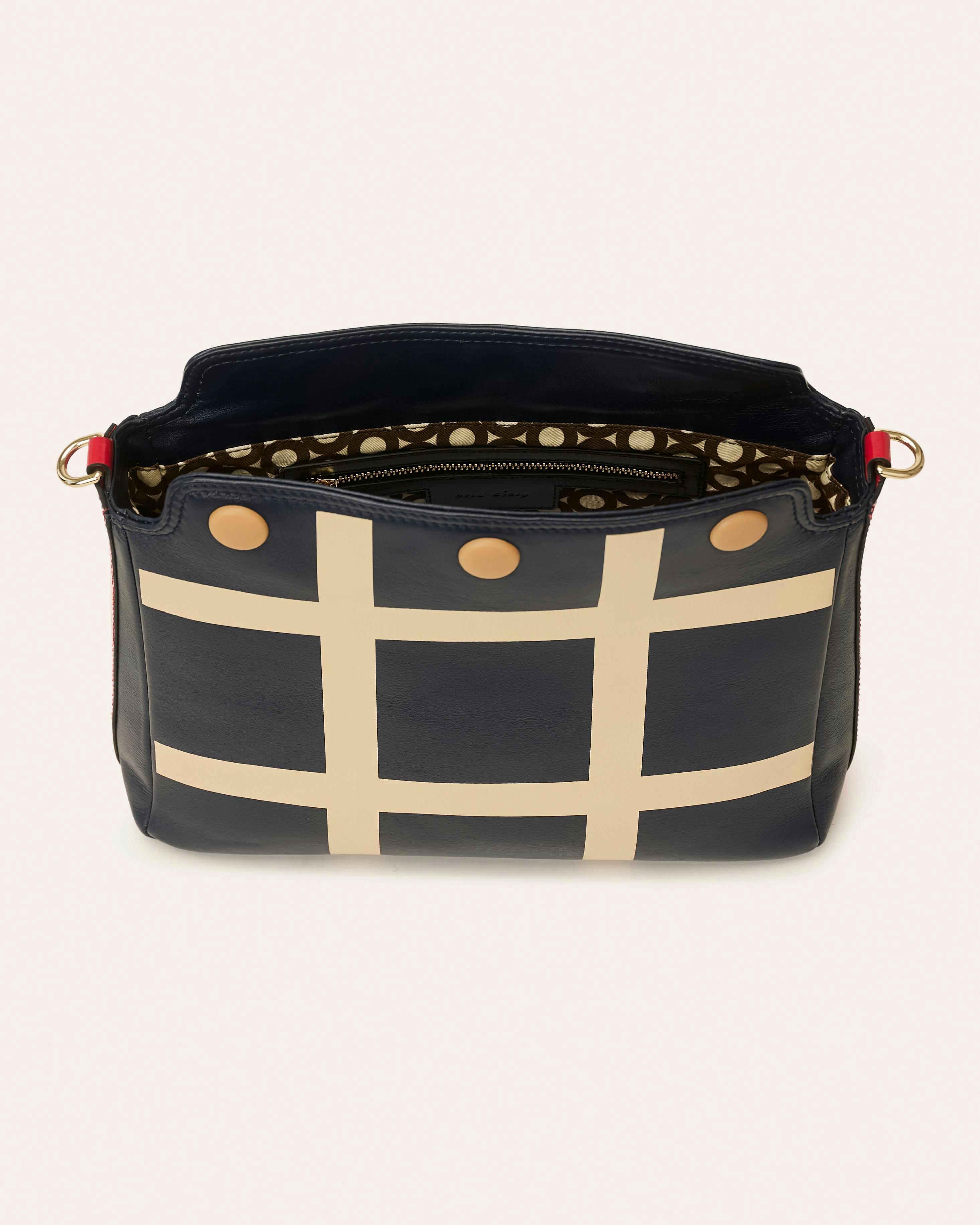 Small Softie Leather Shoulder Bag - OK Grid Navy , view 4 of 4