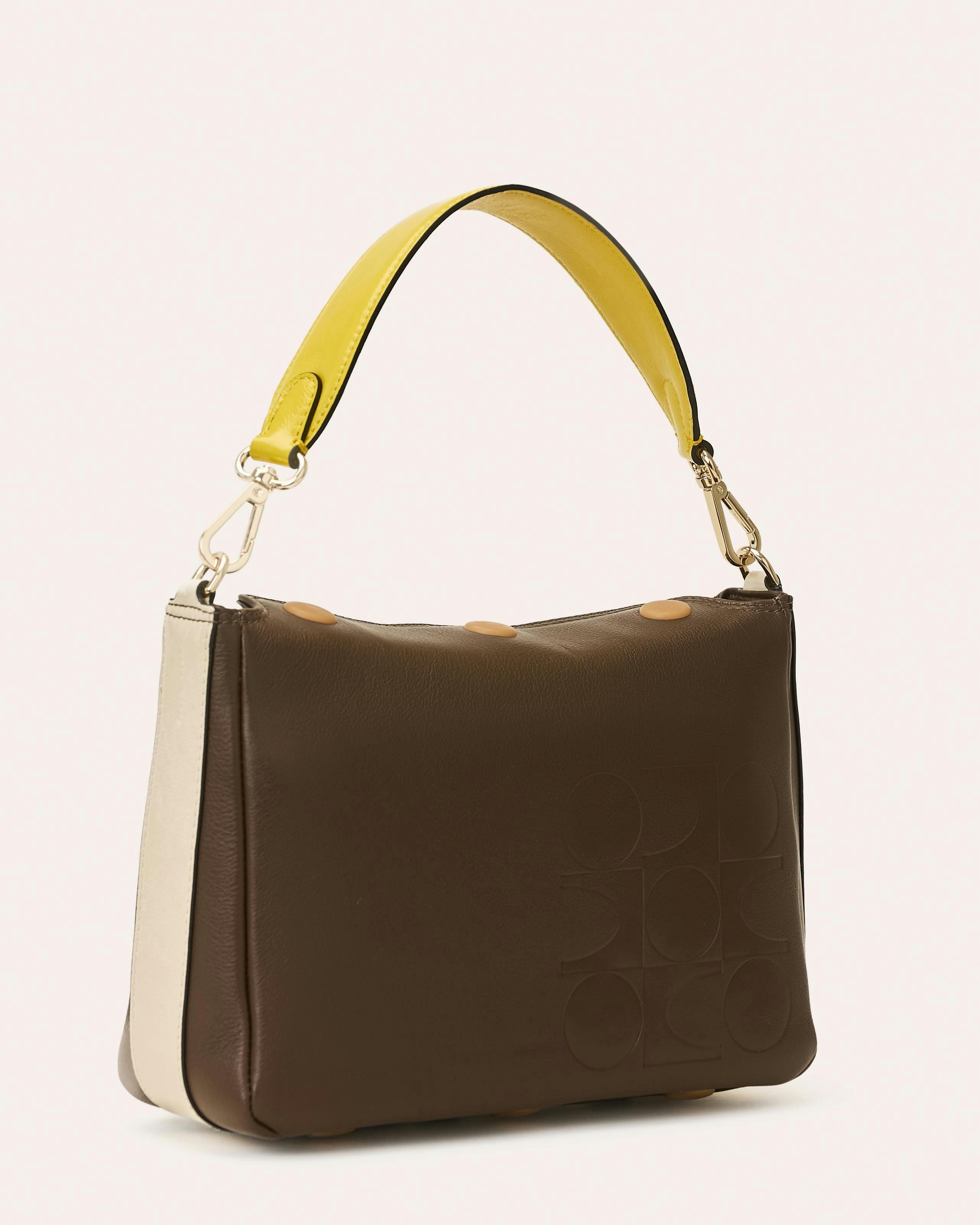 Small Softie Leather Shoulder Bag - OK Colour Block Chocolate , view 2 of 4