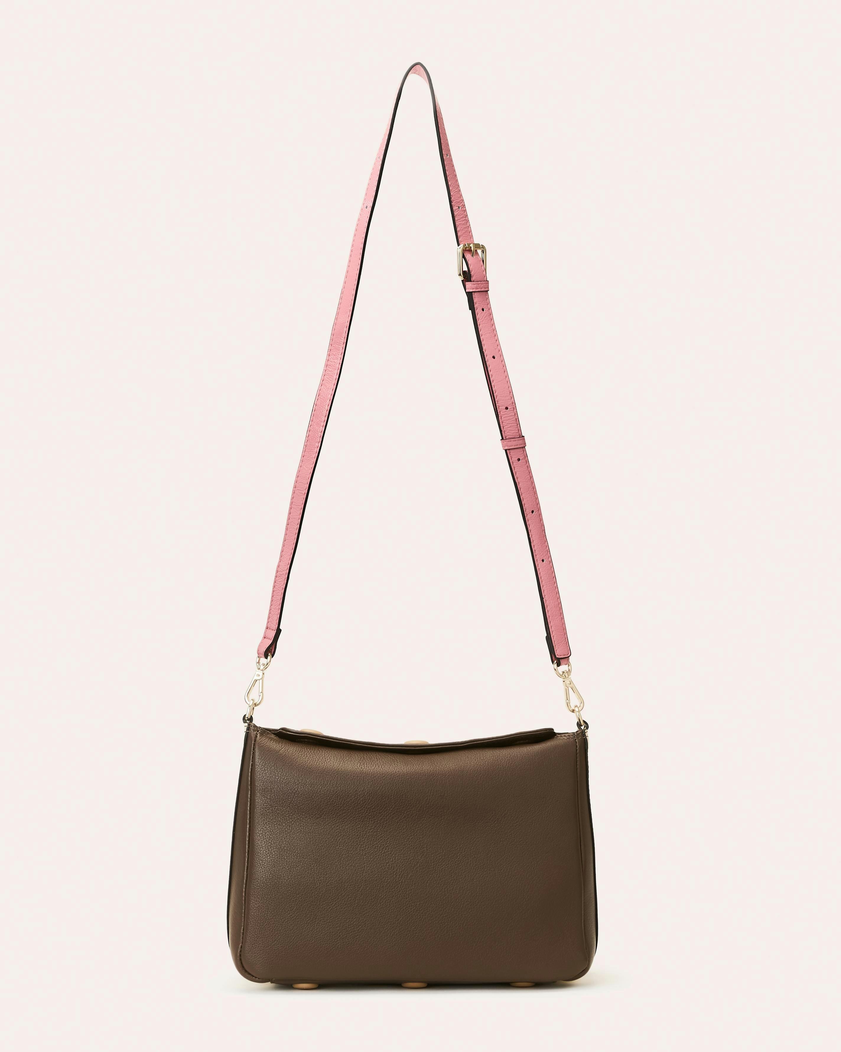 Small Softie Leather Shoulder Bag - OK Colour Block Chocolate , view 3 of 4