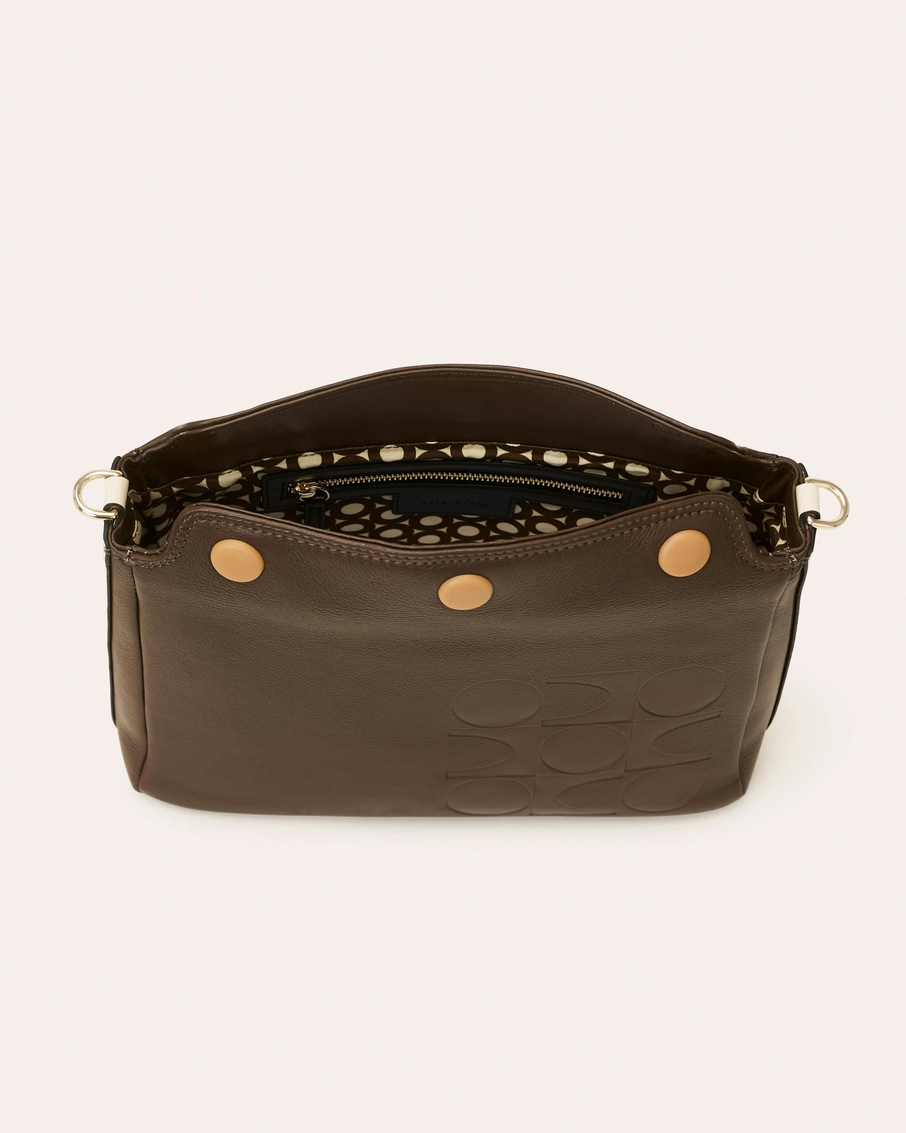 Small Softie Leather Shoulder Bag - OK Colour Block Chocolate , view 4 of 4