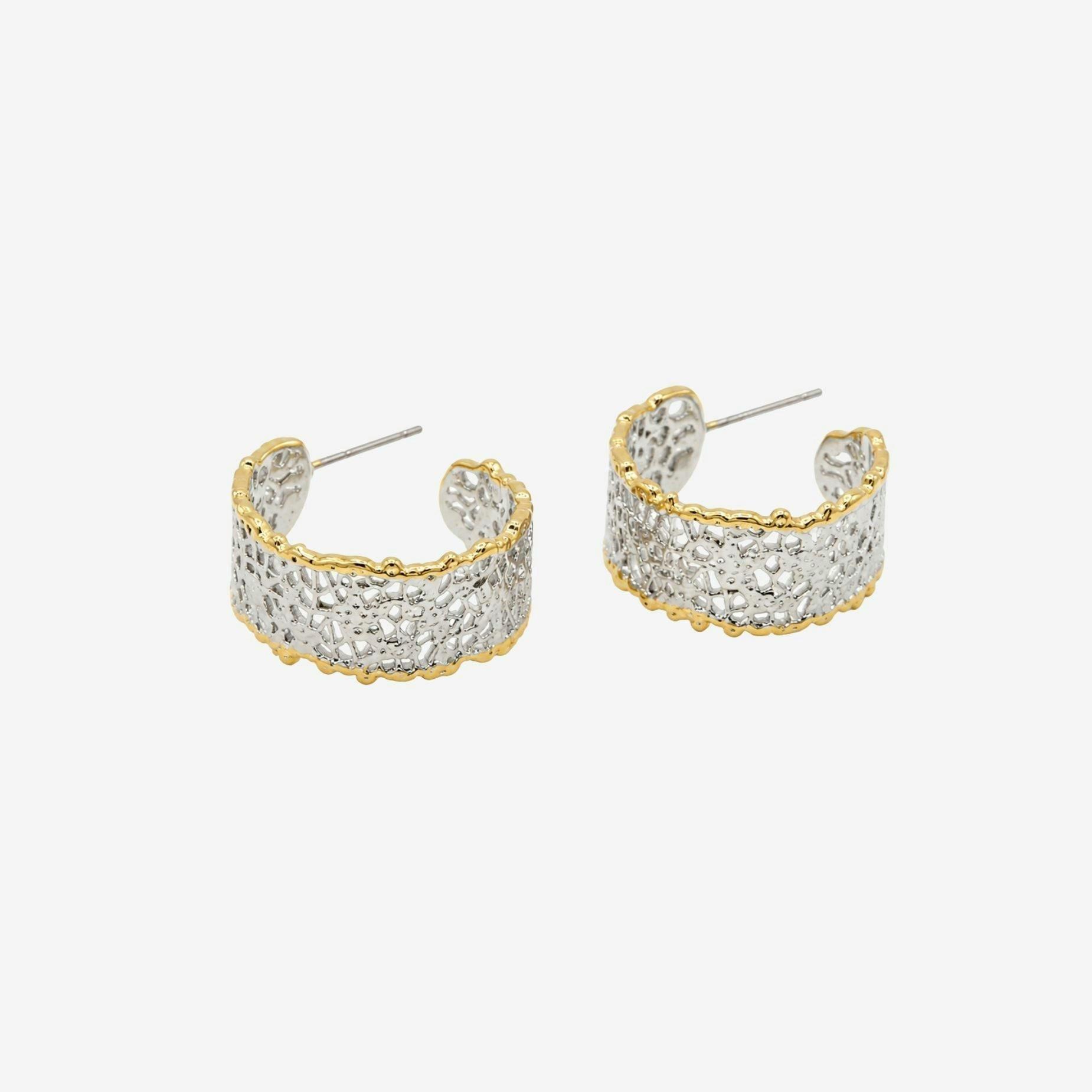 Kin Mixed Metal Filigree Hoops , view 3 of 5