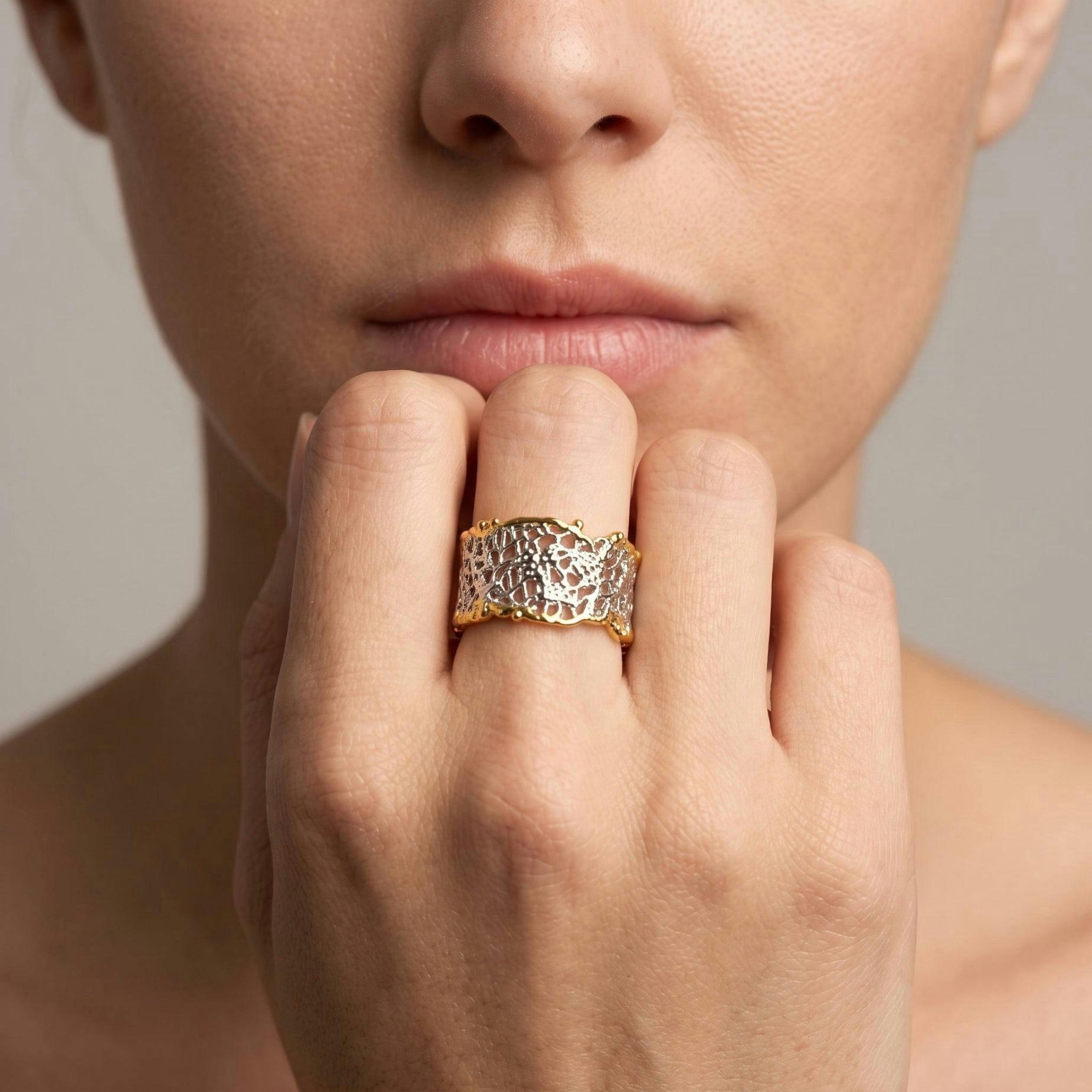 Kin Mixed Metal Filigree Ring , view 4 of 6