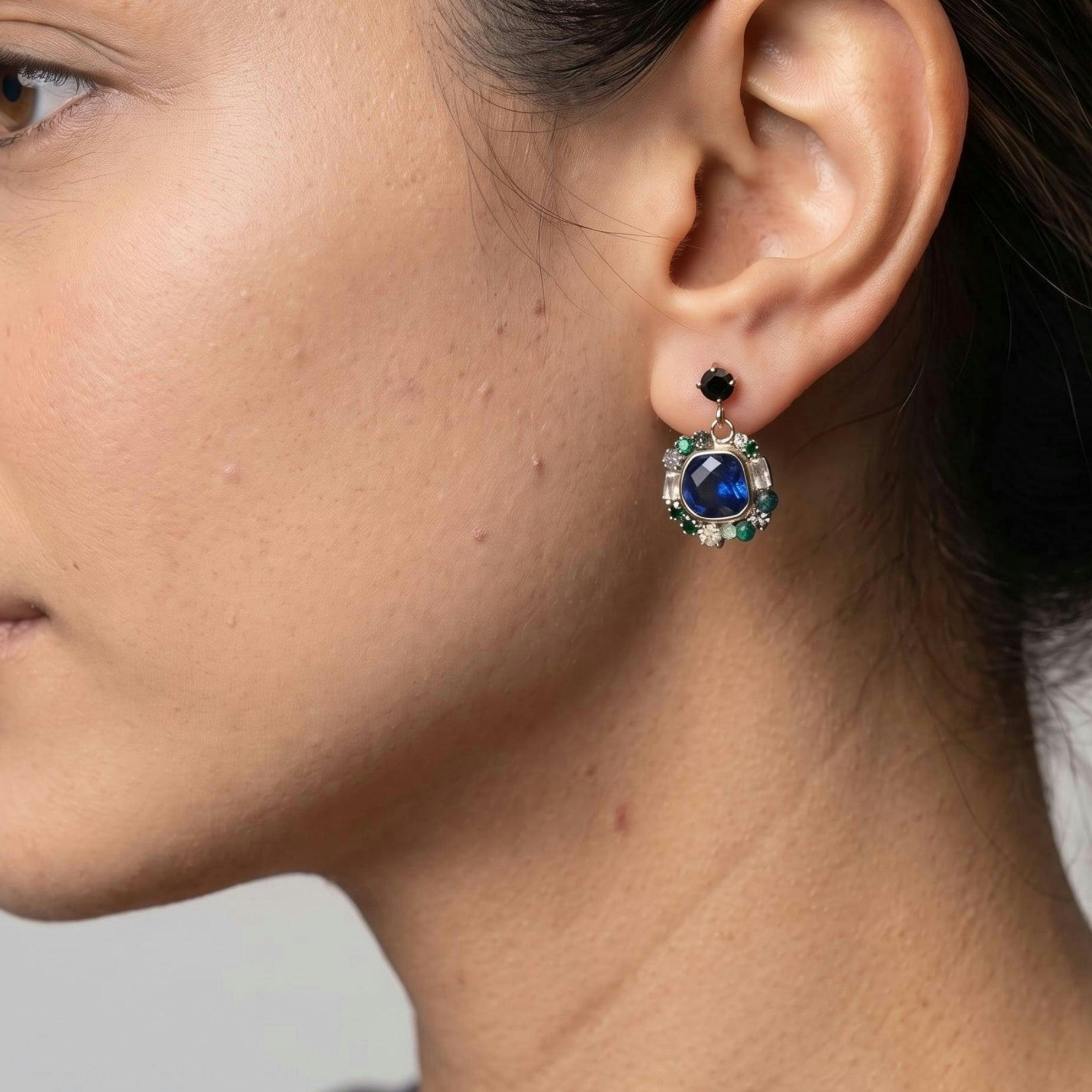 Shikaku Blue Stone Earrings , view 2 of 4