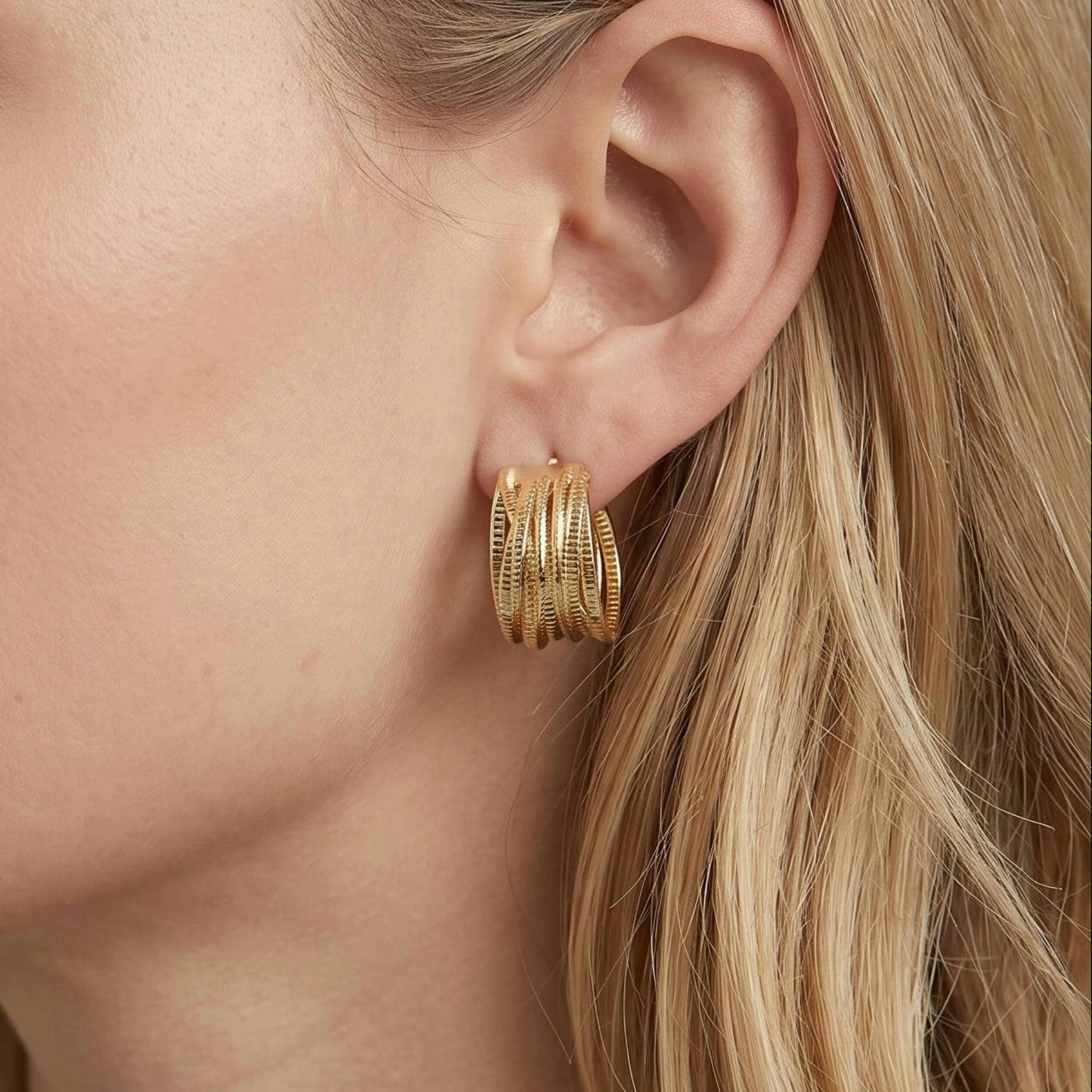Kin Twisted Gold Hoops , view 4 of 6