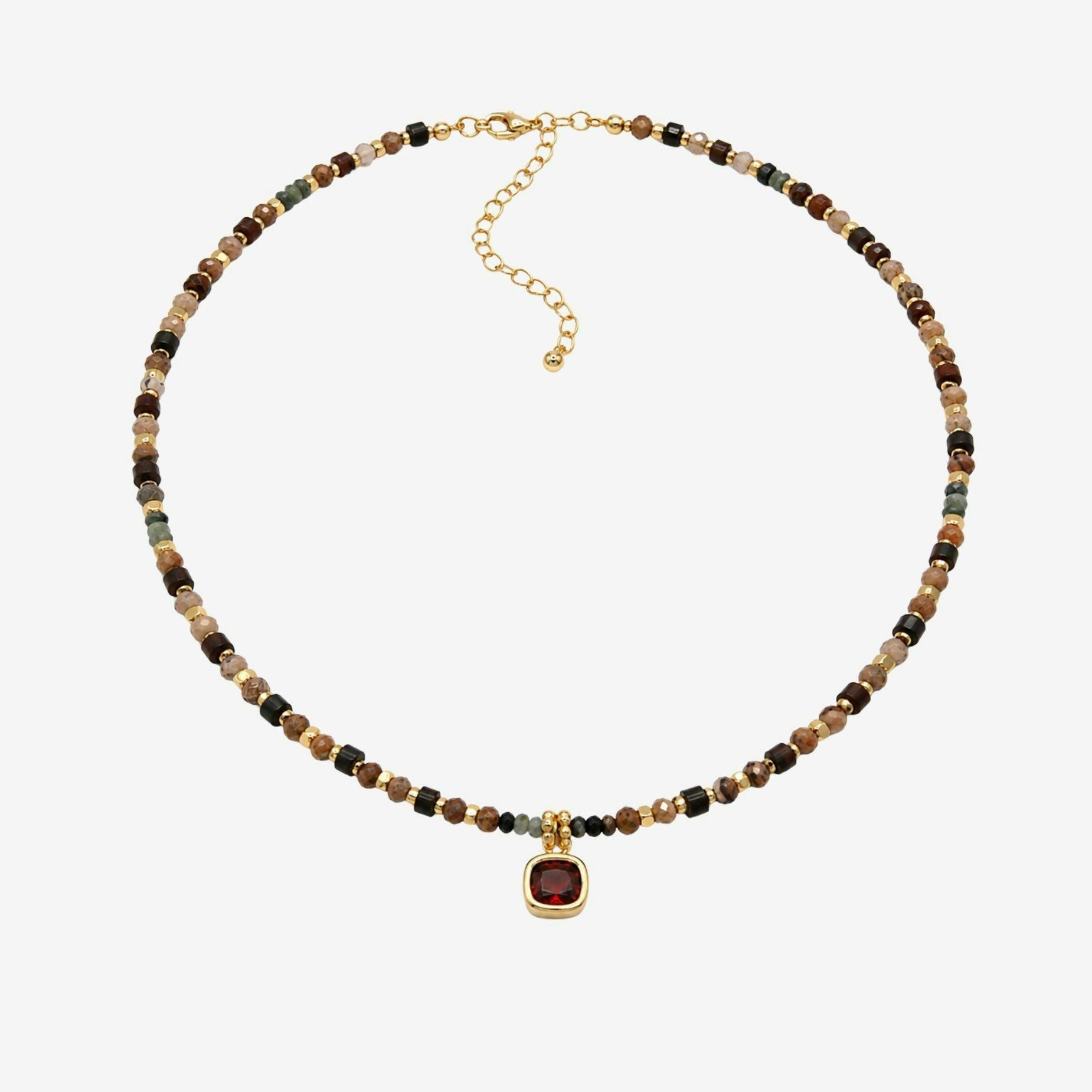 Shikaku Orange Stone and Mutli Bead Necklace , view 3 of 5