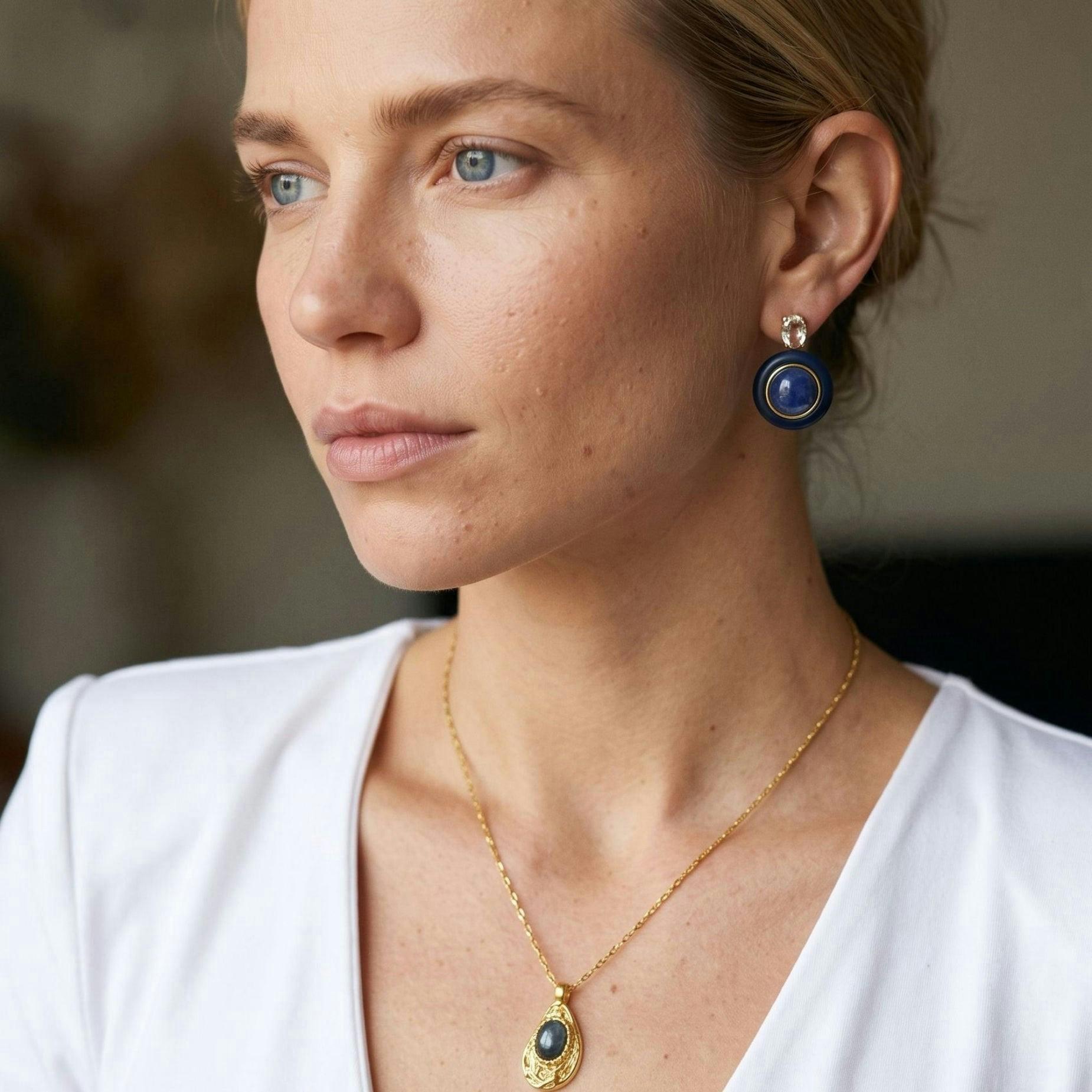 Enso Gold and Malachite Stone Necklace , view 2 of 5