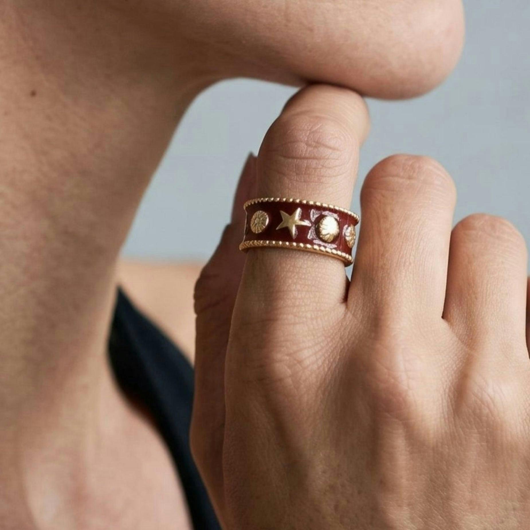 Kin Red and Gold Shell Ring , view 4 of 5