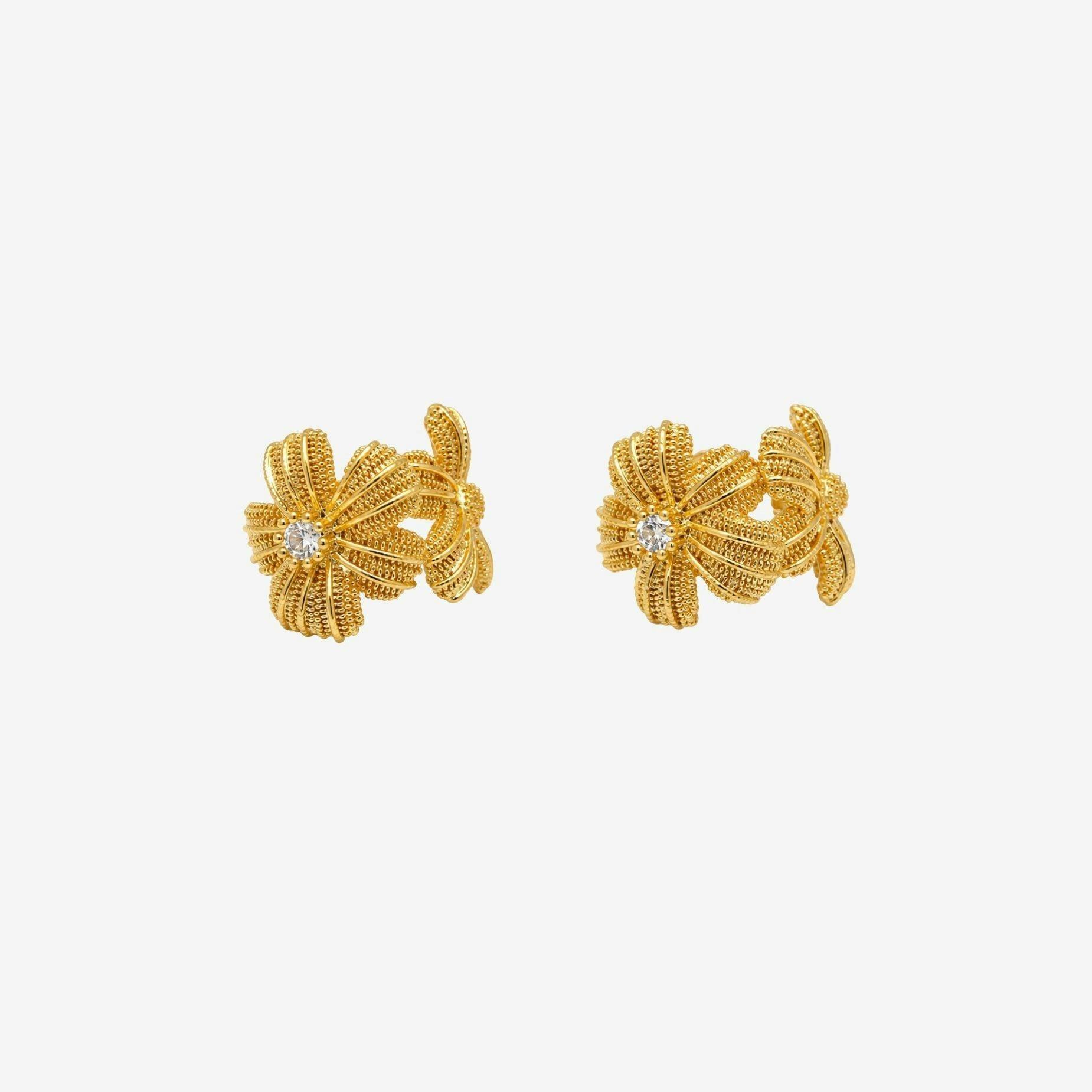 Kinmokusei Floral Stone Hoops , view 5 of 5