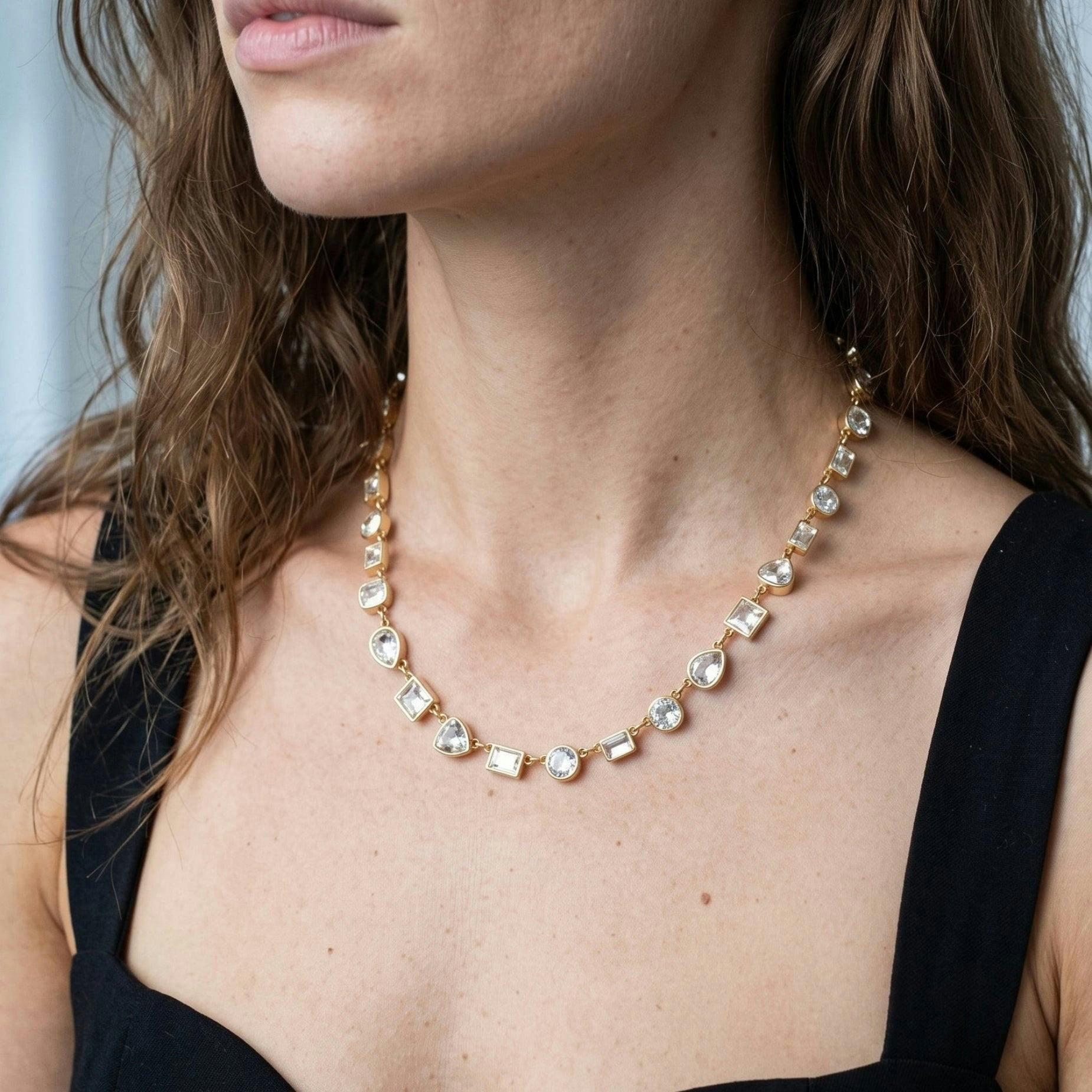 Kin Mixed Stone Gold Necklace , view 2 of 5
