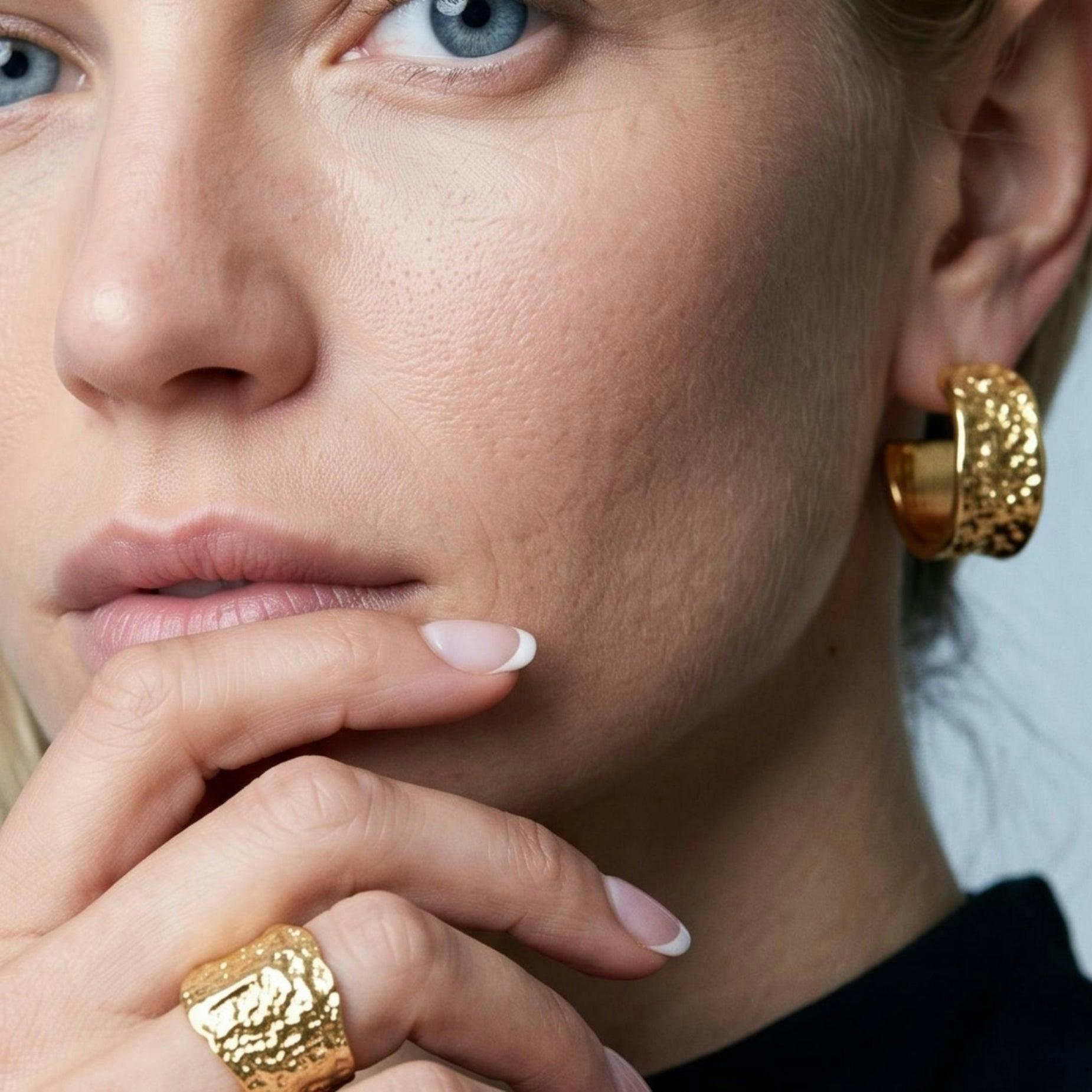 Kin Molten Gold Hoop Earrings , view 2 of 6
