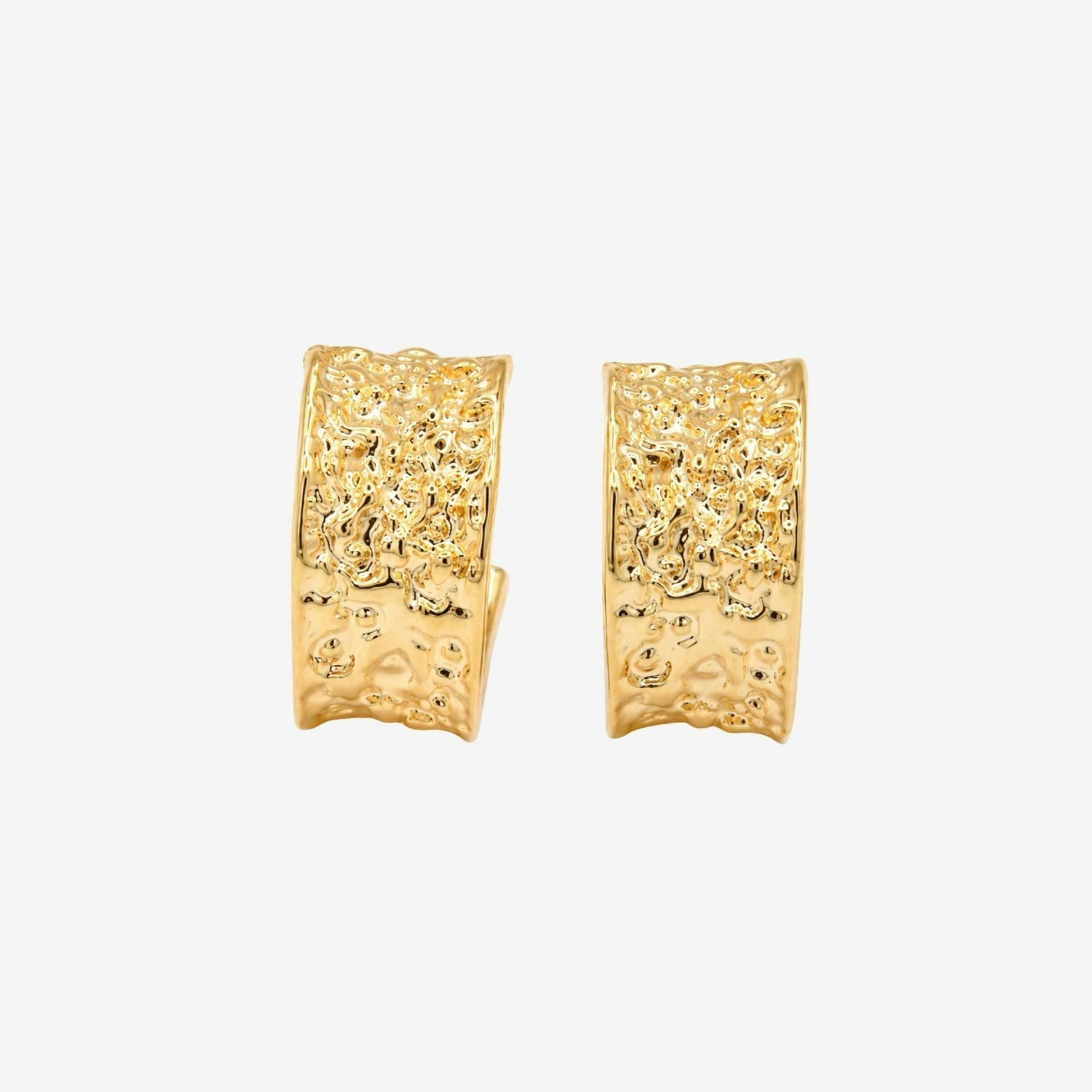 Kin Molten Gold Hoop Earrings , view 3 of 6