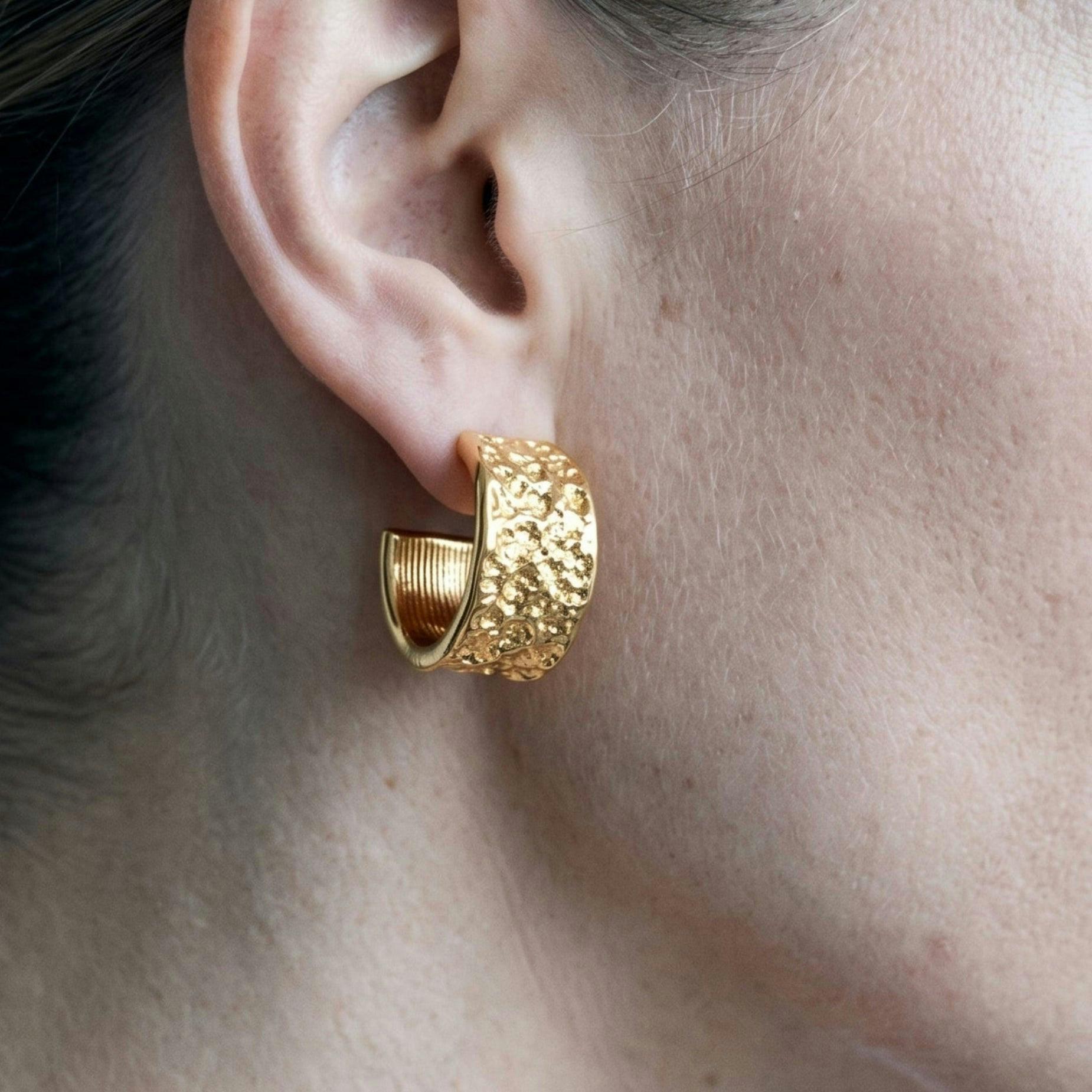 Kin Molten Gold Hoop Earrings , view 4 of 6