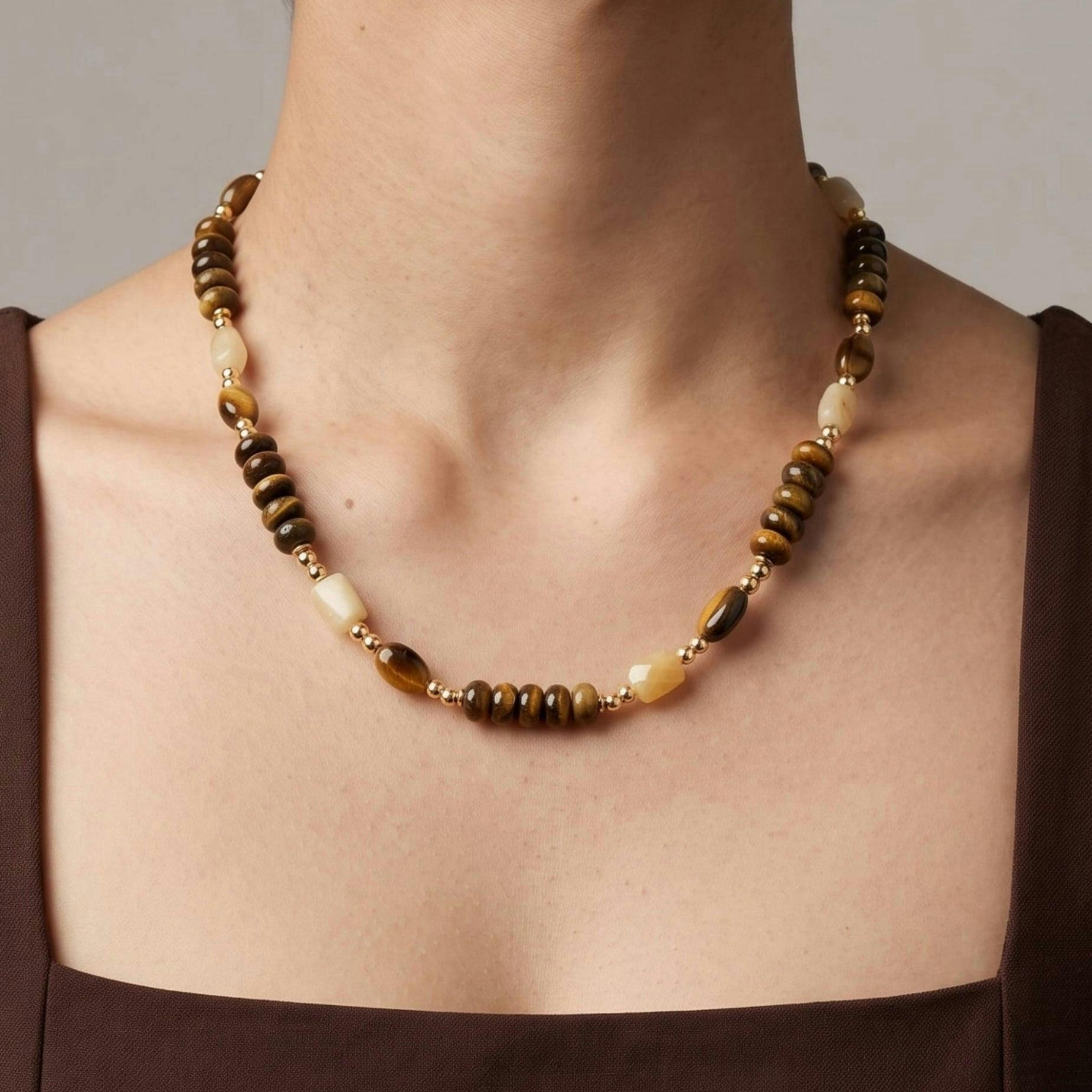 Nekomeishi Tiger's Eye Beaded Necklace , view 4 of 5