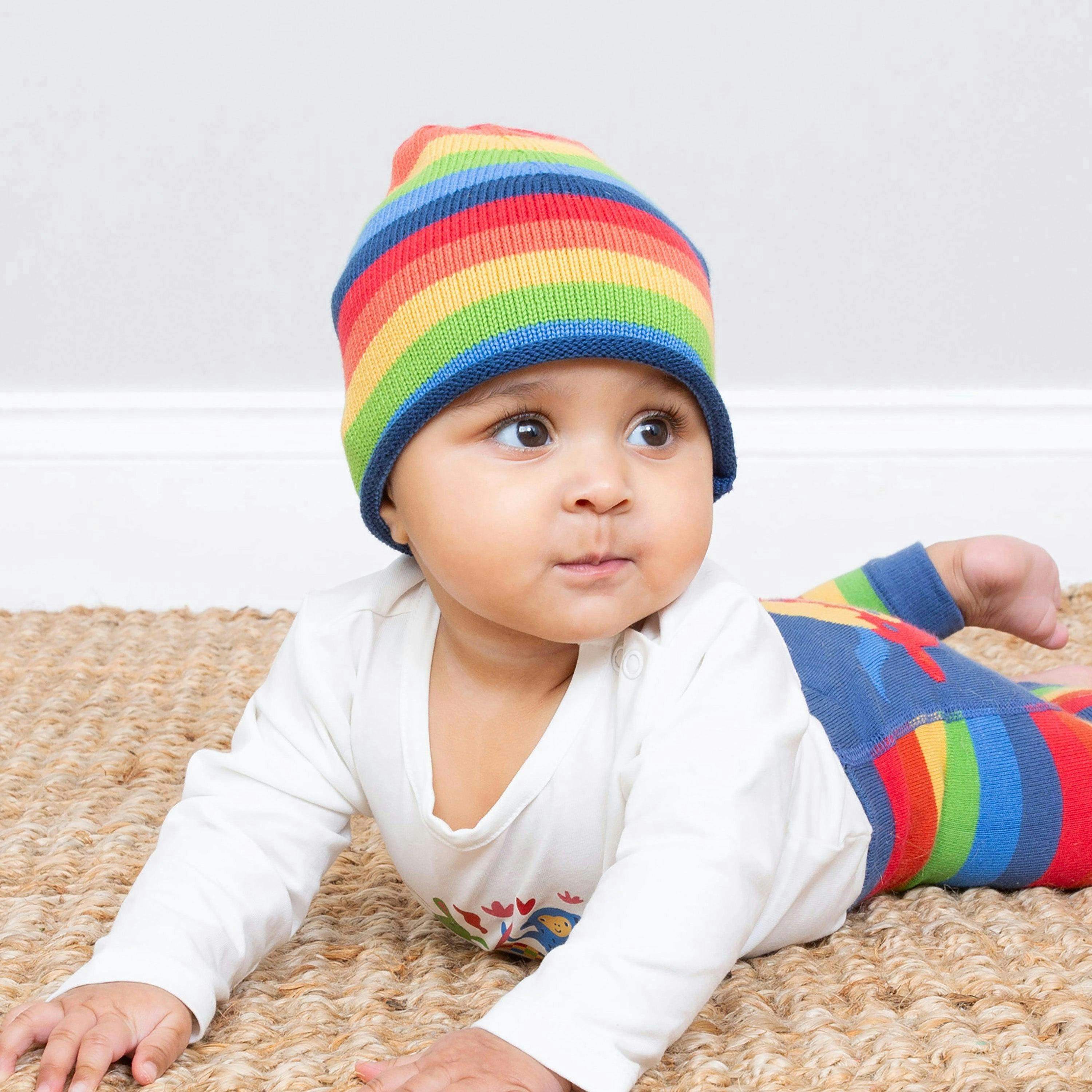 Kids Organic Rainbow Knit Hat , view 2 of 3