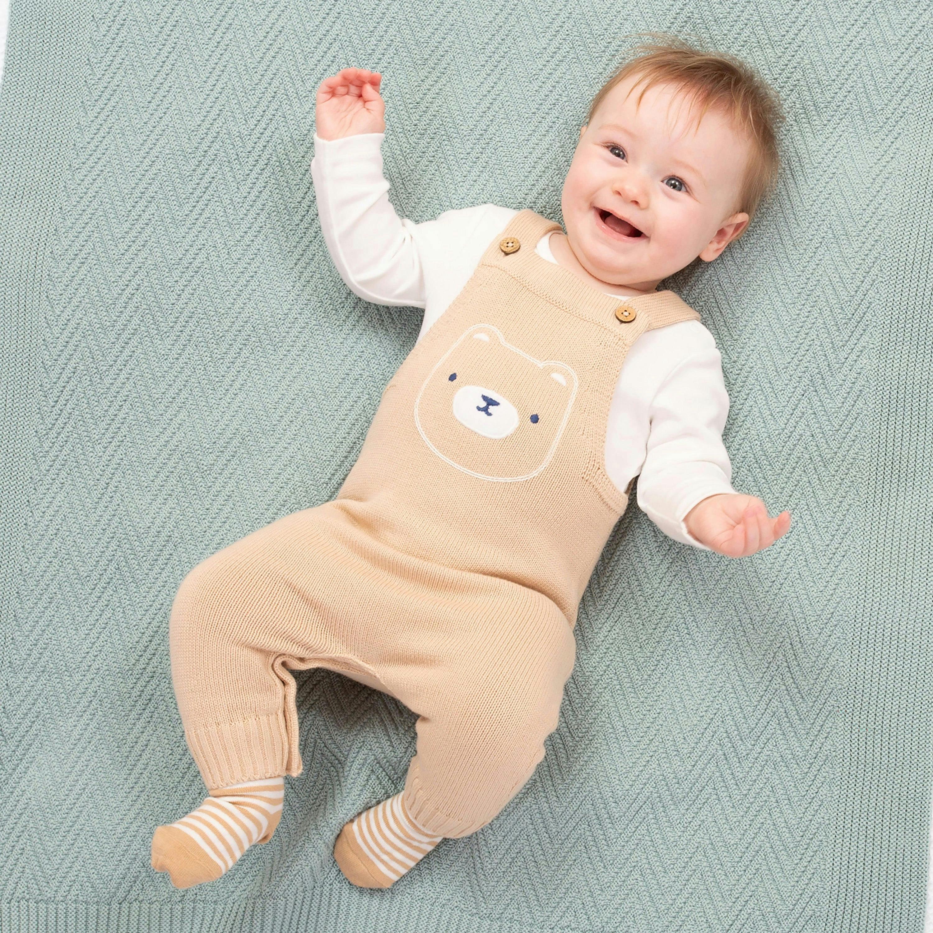 Kids Organic Baby Bear Knit Dungarees , view 2 of 3