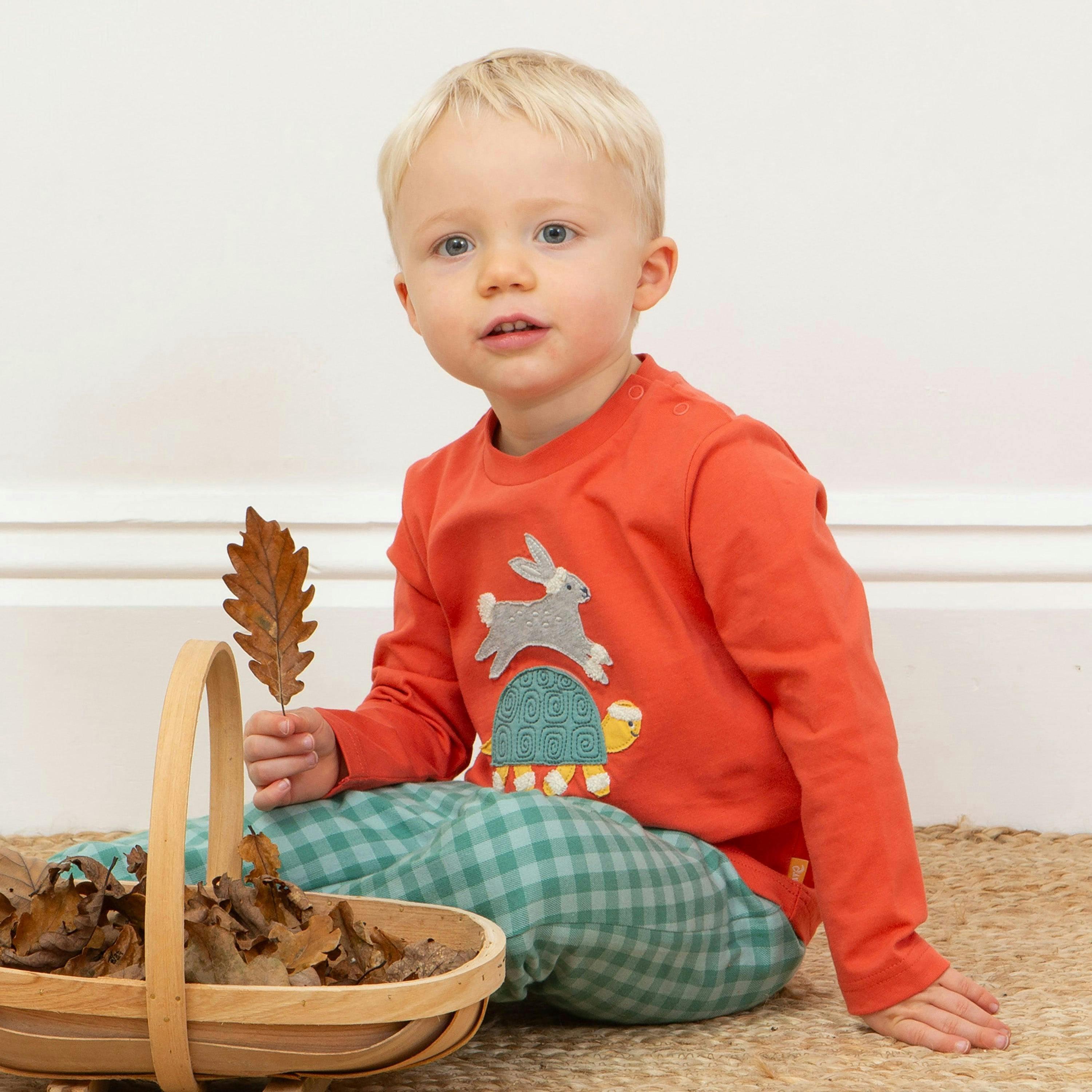 Kids Organic Hare And Tortoise T-Shirt , view 3 of 5