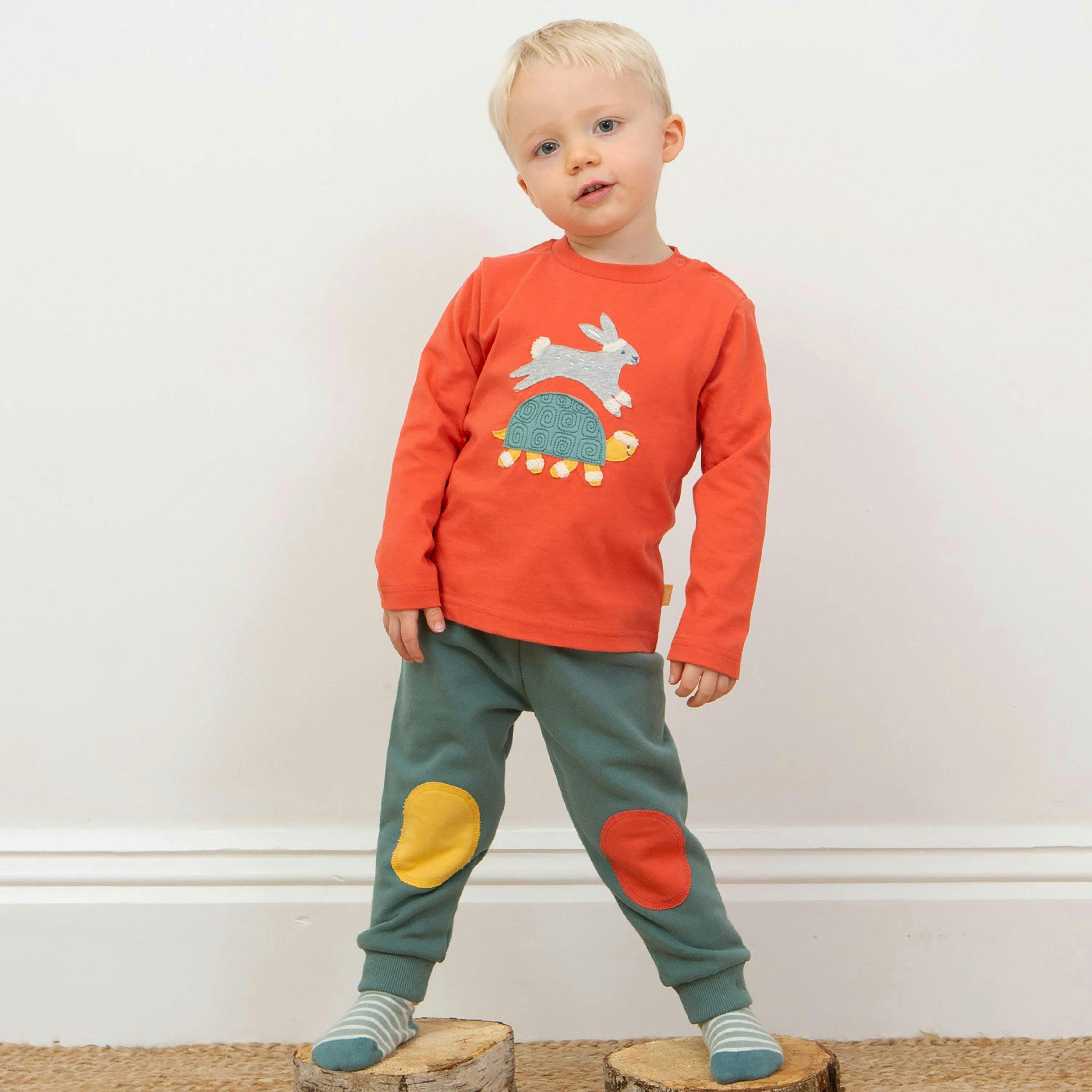 Kids Organic Hare And Tortoise T-Shirt , view 4 of 5