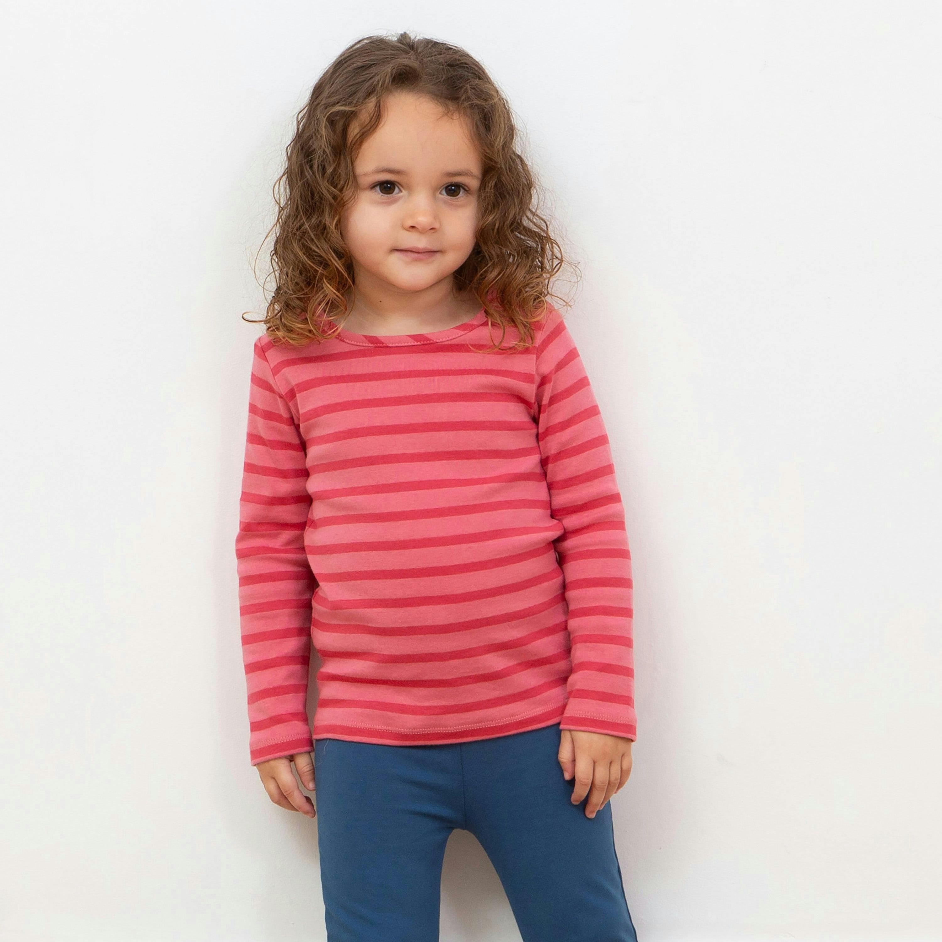 Kids Organic Rosey Stripe T-Shirt , view 2 of 6
