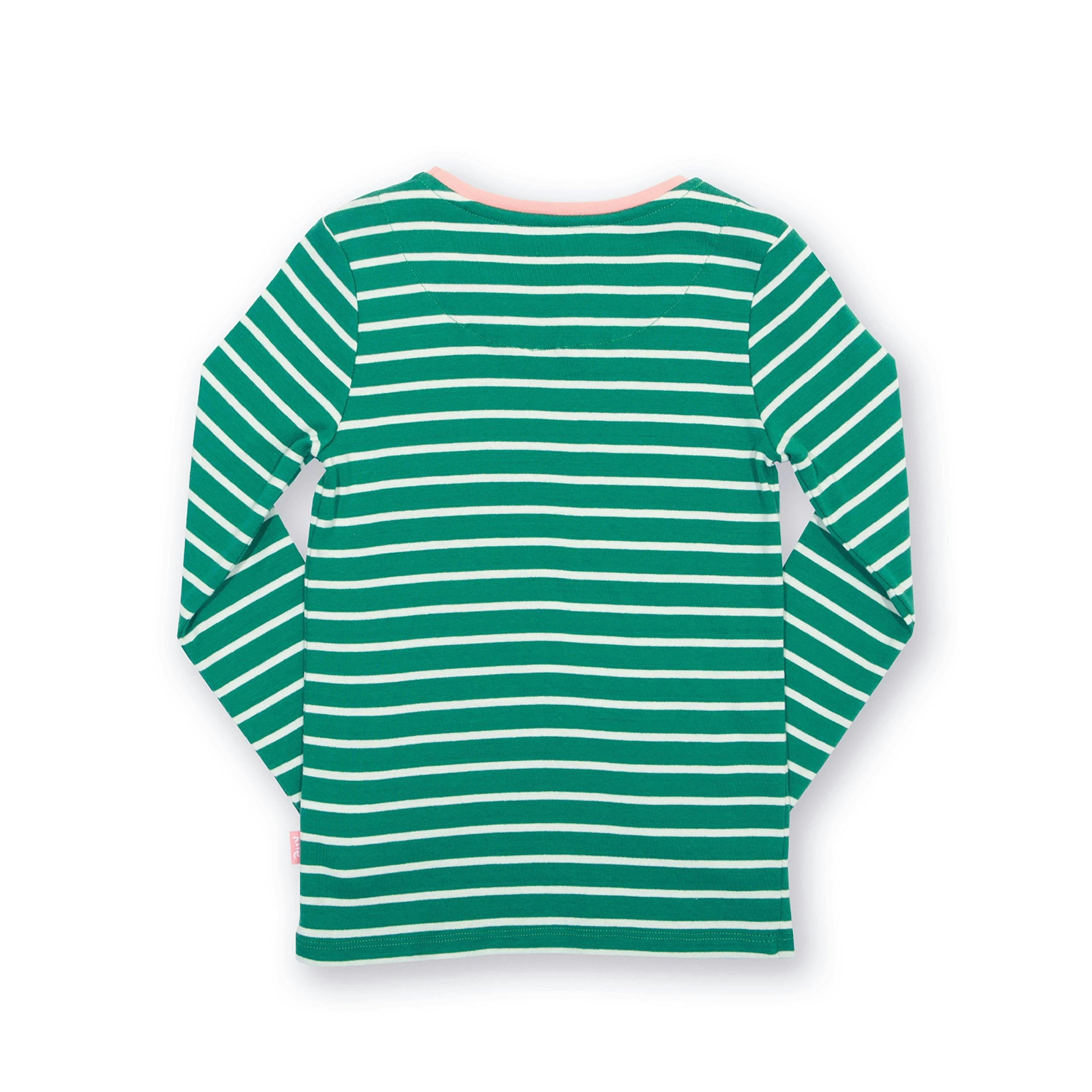 Kids Organic Emerald Stripe T-Shirt , view 3 of 3