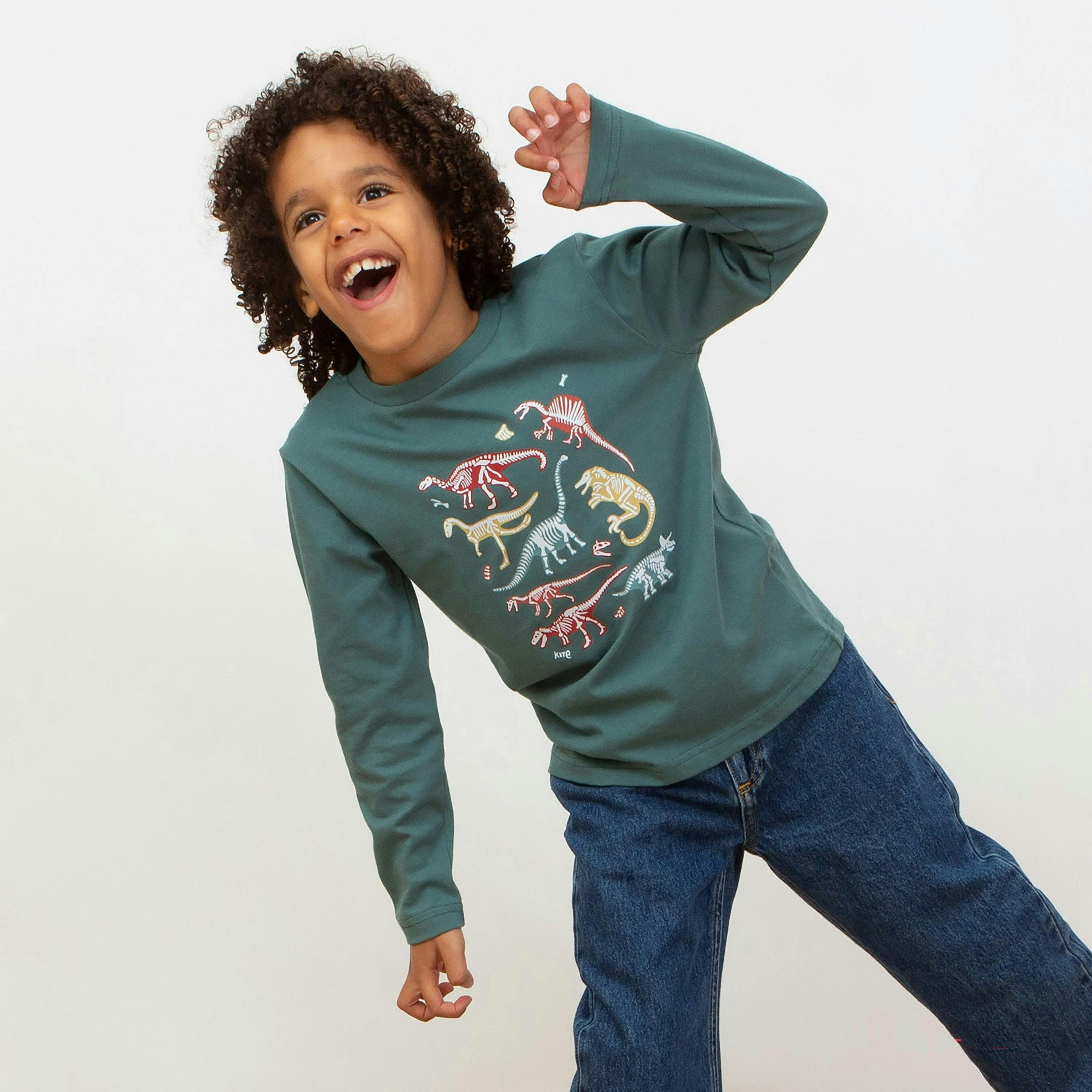 Kids Organic Dino Bones T-Shirt , view 2 of 3