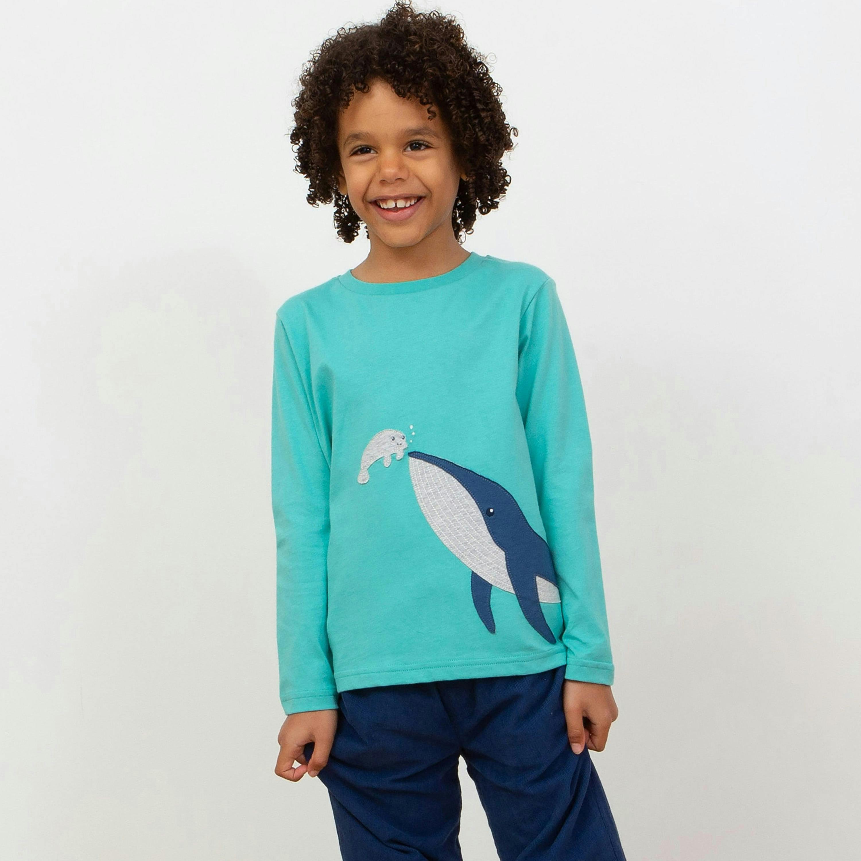 Kids Organic Whale And Manatee T-Shirt , view 2 of 3