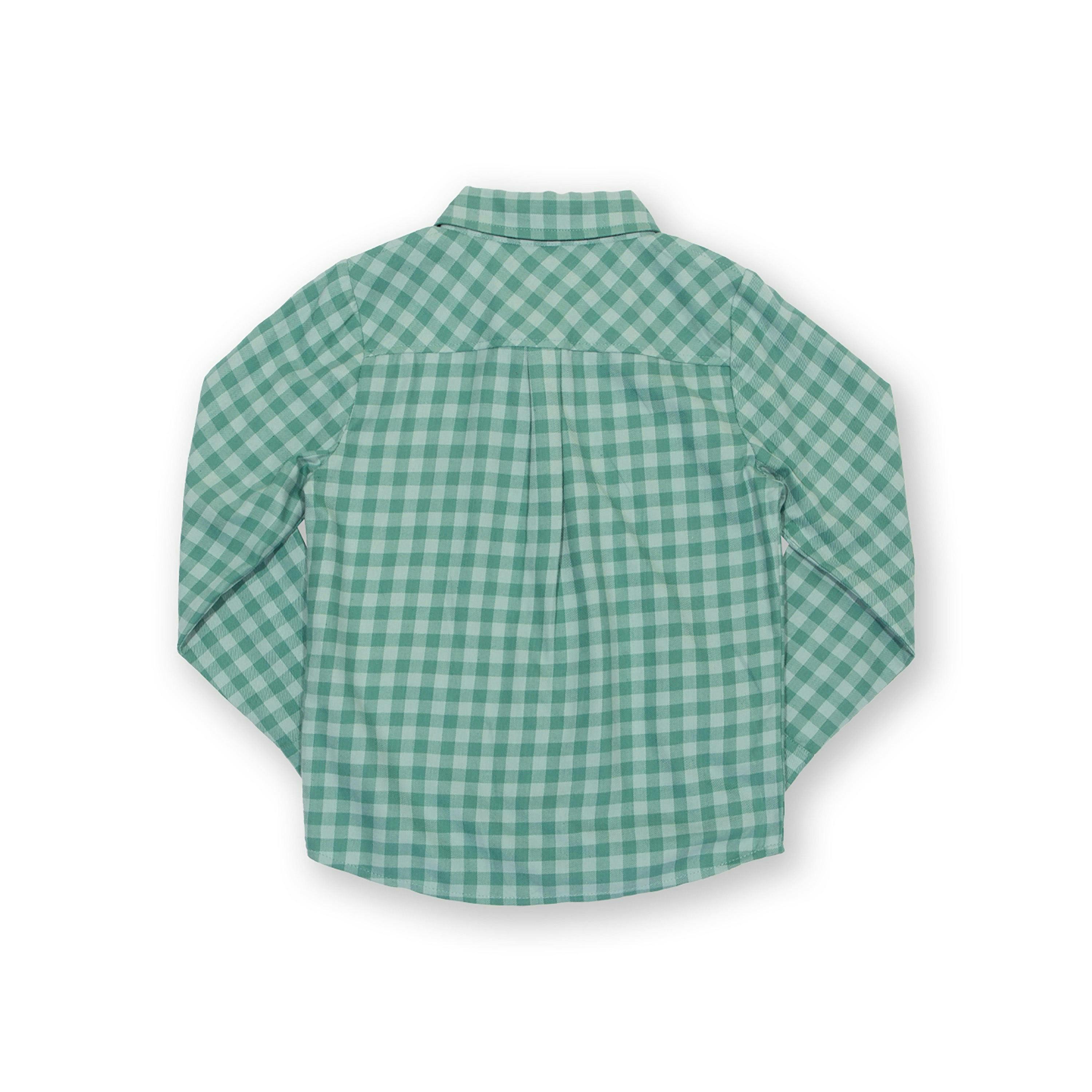 Kids Organic Check Shirt Thyme , view 4 of 4