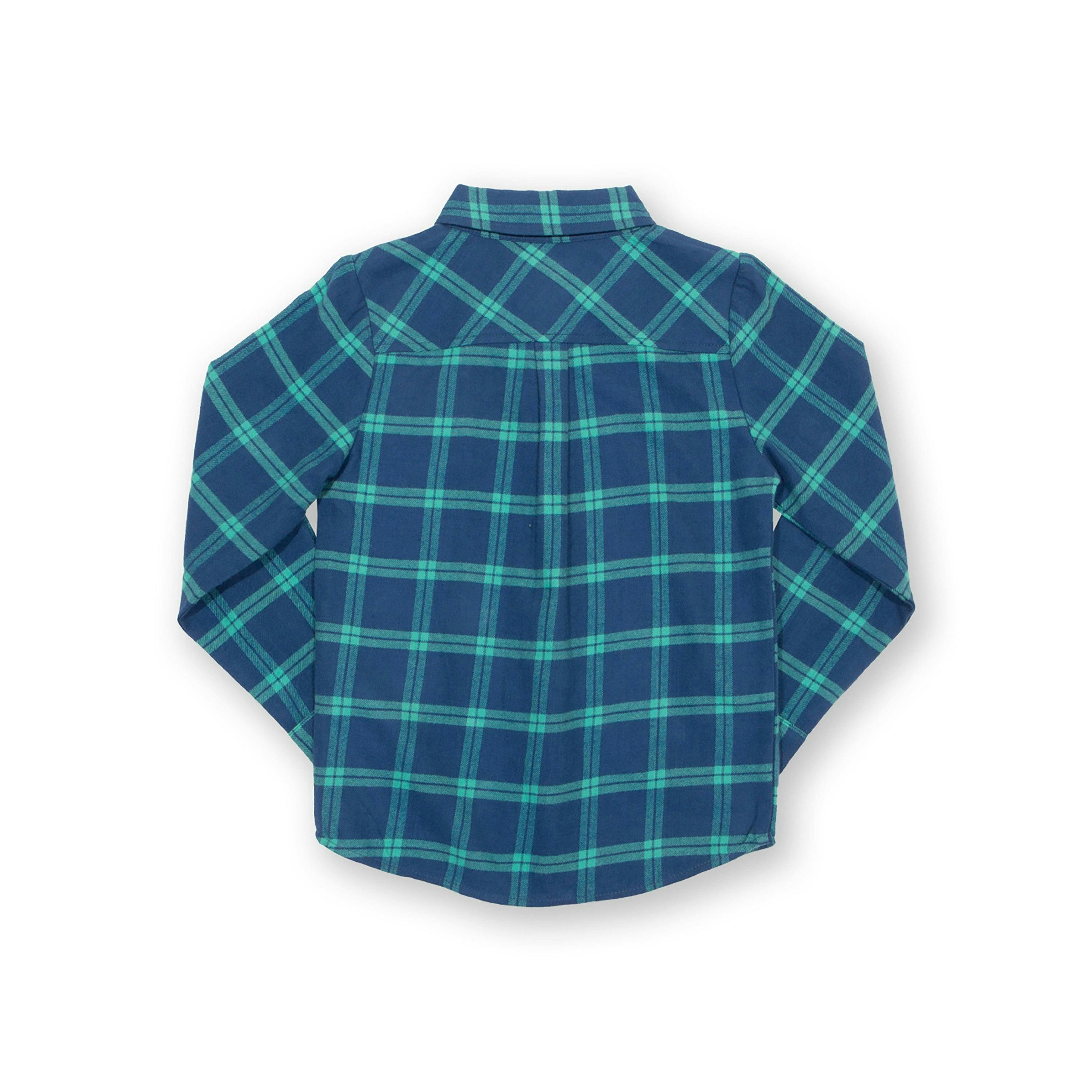 Kids Organic Check Shirt Navy , view 5 of 5