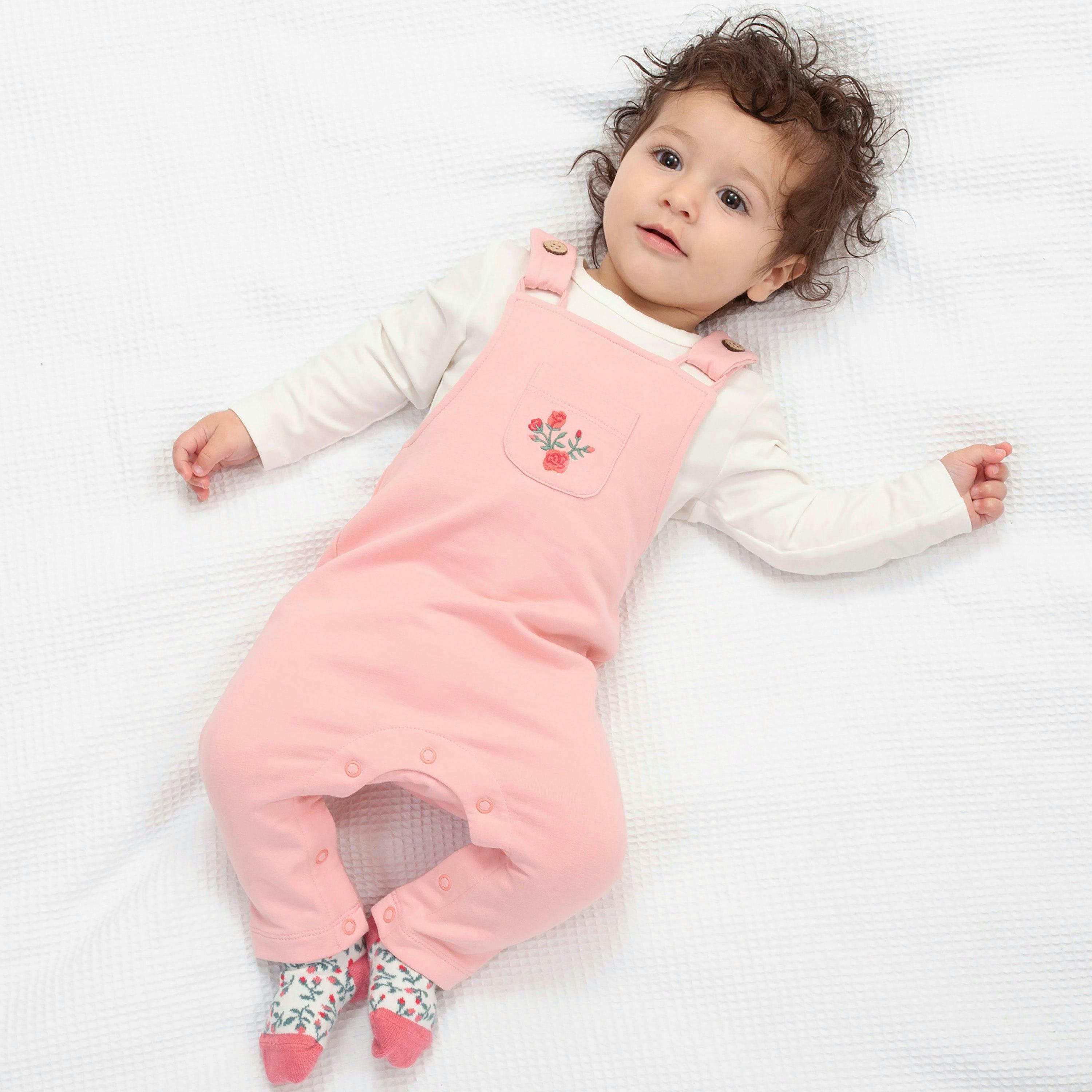 Kids Organic Rosey Posey Dungarees , view 2 of 3